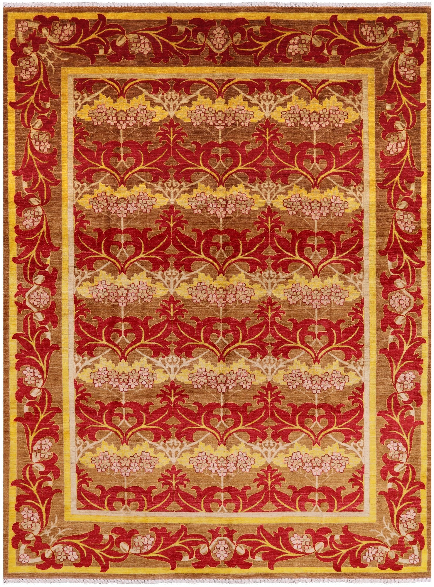 William Morris Handmade Wool Area Rug - 8' 10" X 11' 7" - Golden Nile