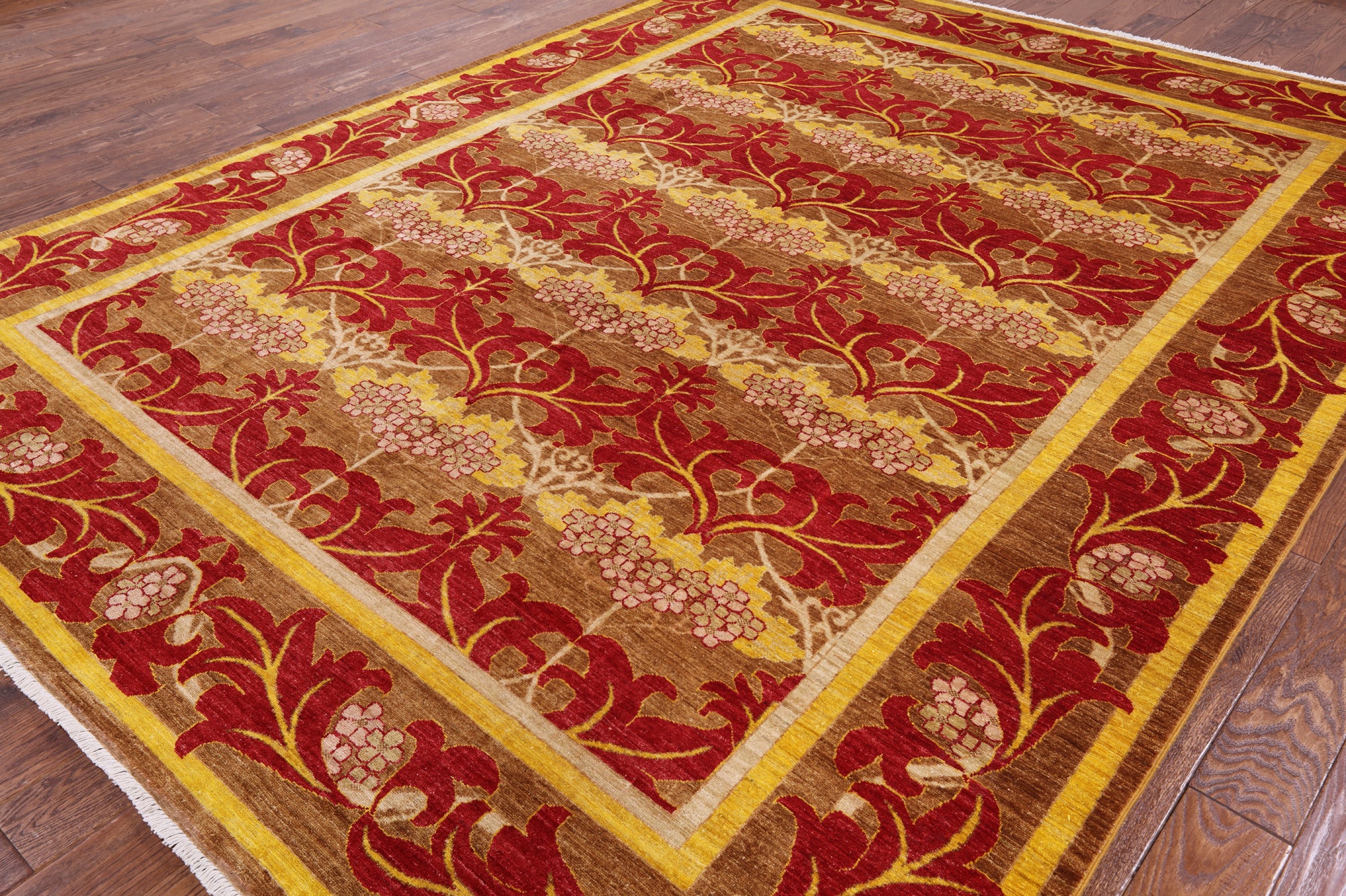 William Morris Handmade Wool Area Rug - 8' 10" X 11' 7" - Golden Nile