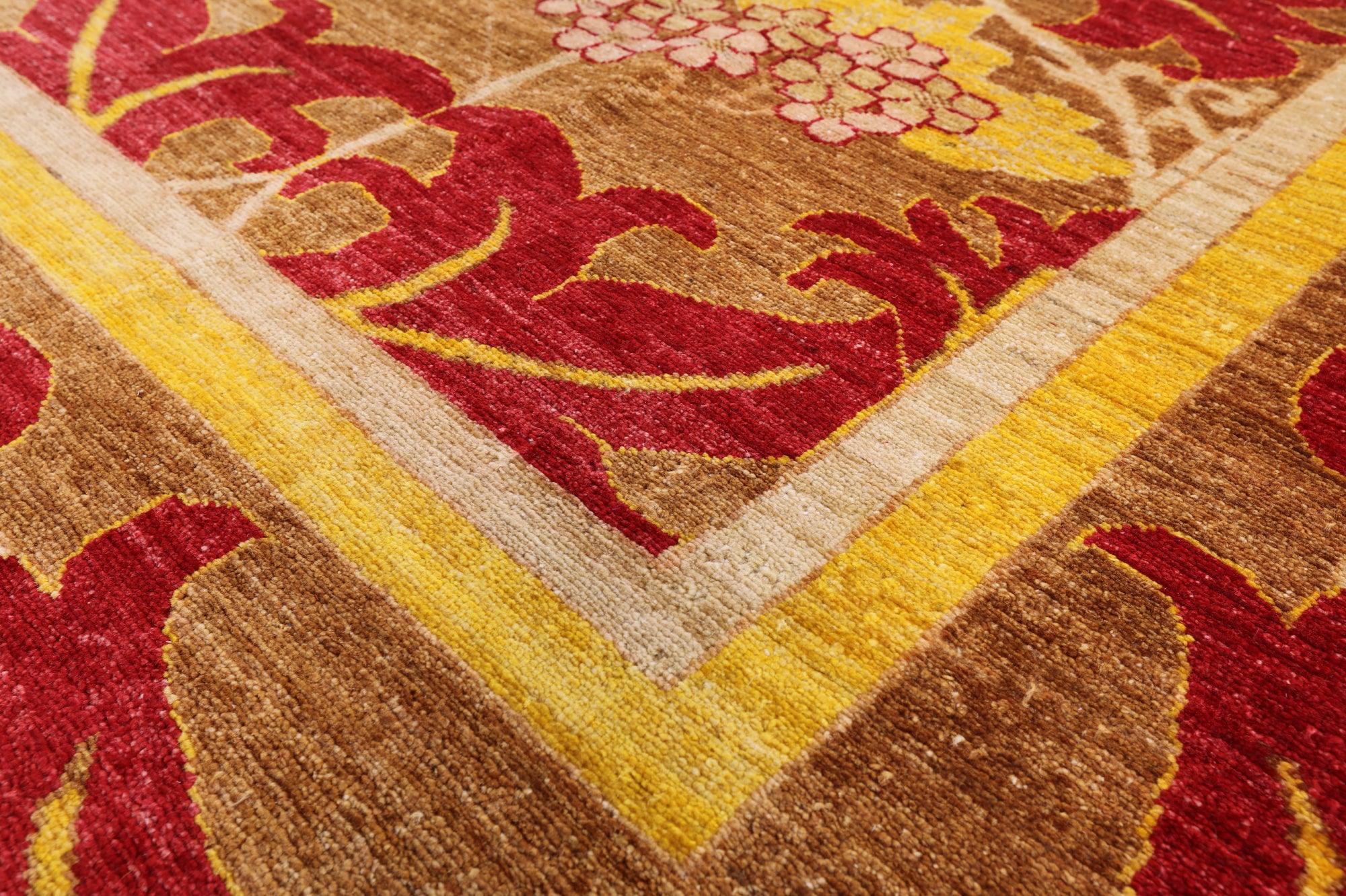 William Morris Handmade Wool Area Rug - 8' 10" X 11' 7" - Golden Nile