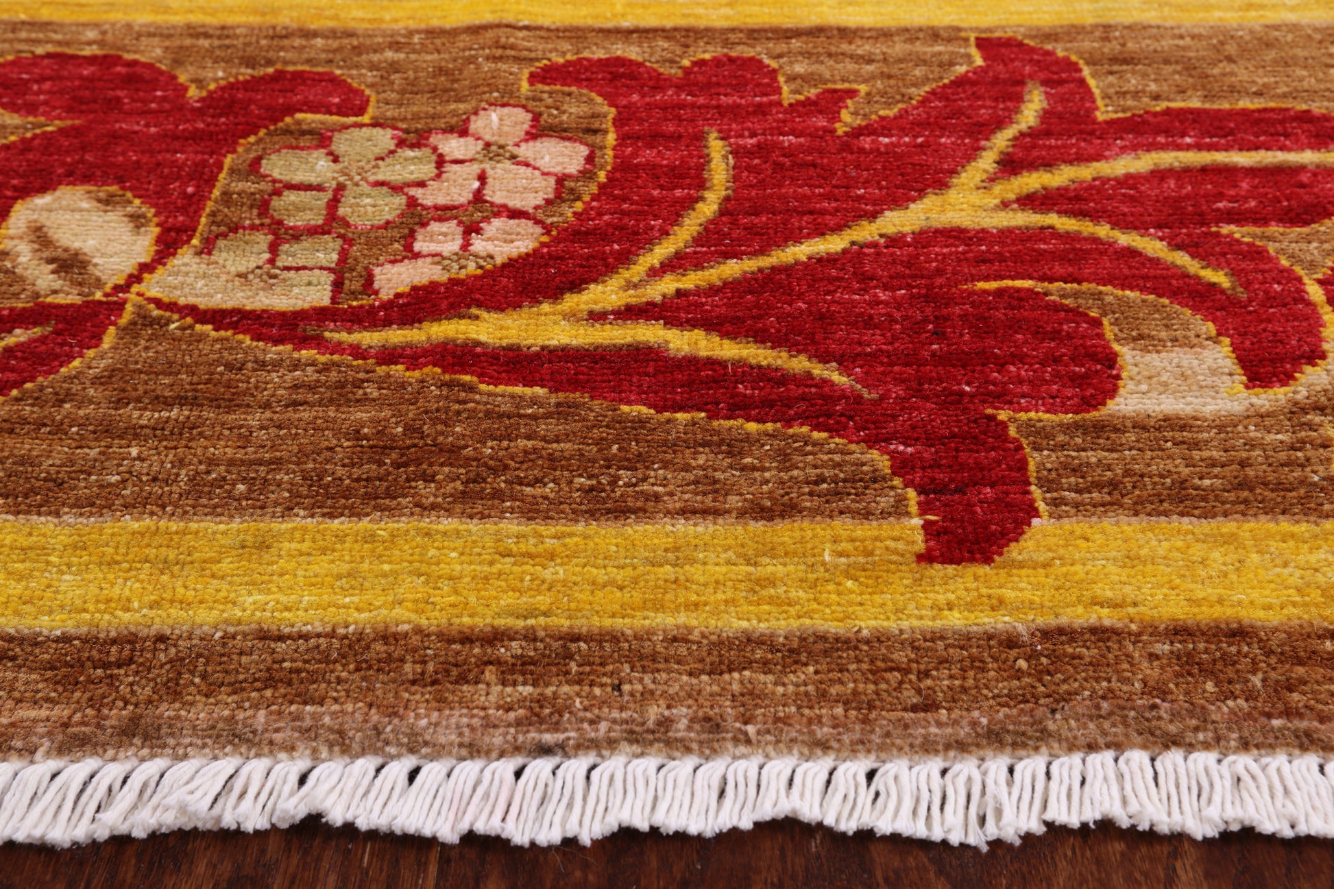 William Morris Handmade Wool Area Rug - 8' 10" X 11' 7" - Golden Nile