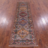 Grey Super Kazak Hand Knotted Wool Runner Rug - 2' 8" X 9' 0" - Golden Nile