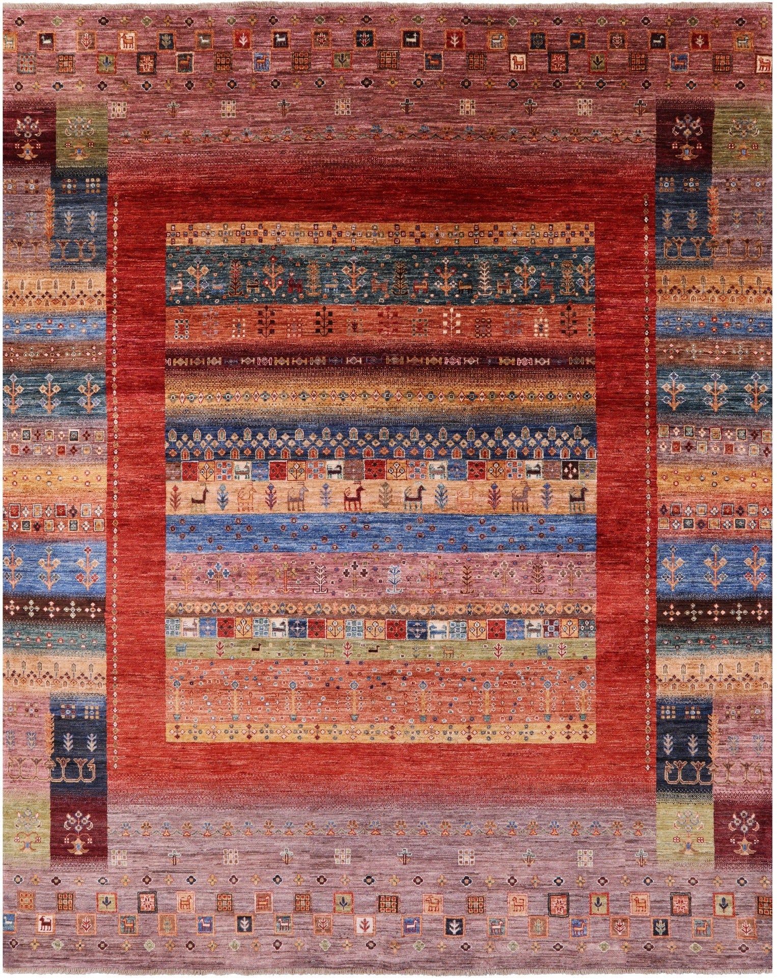 Persian Tribal Gabbeh Hand Knotted Wool Rug - 8' 1" X 10' 2" - Golden Nile