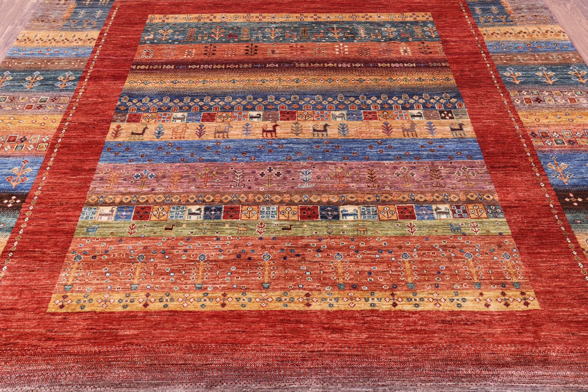 Persian Tribal Gabbeh Hand Knotted Wool Rug - 8' 1" X 10' 2" - Golden Nile