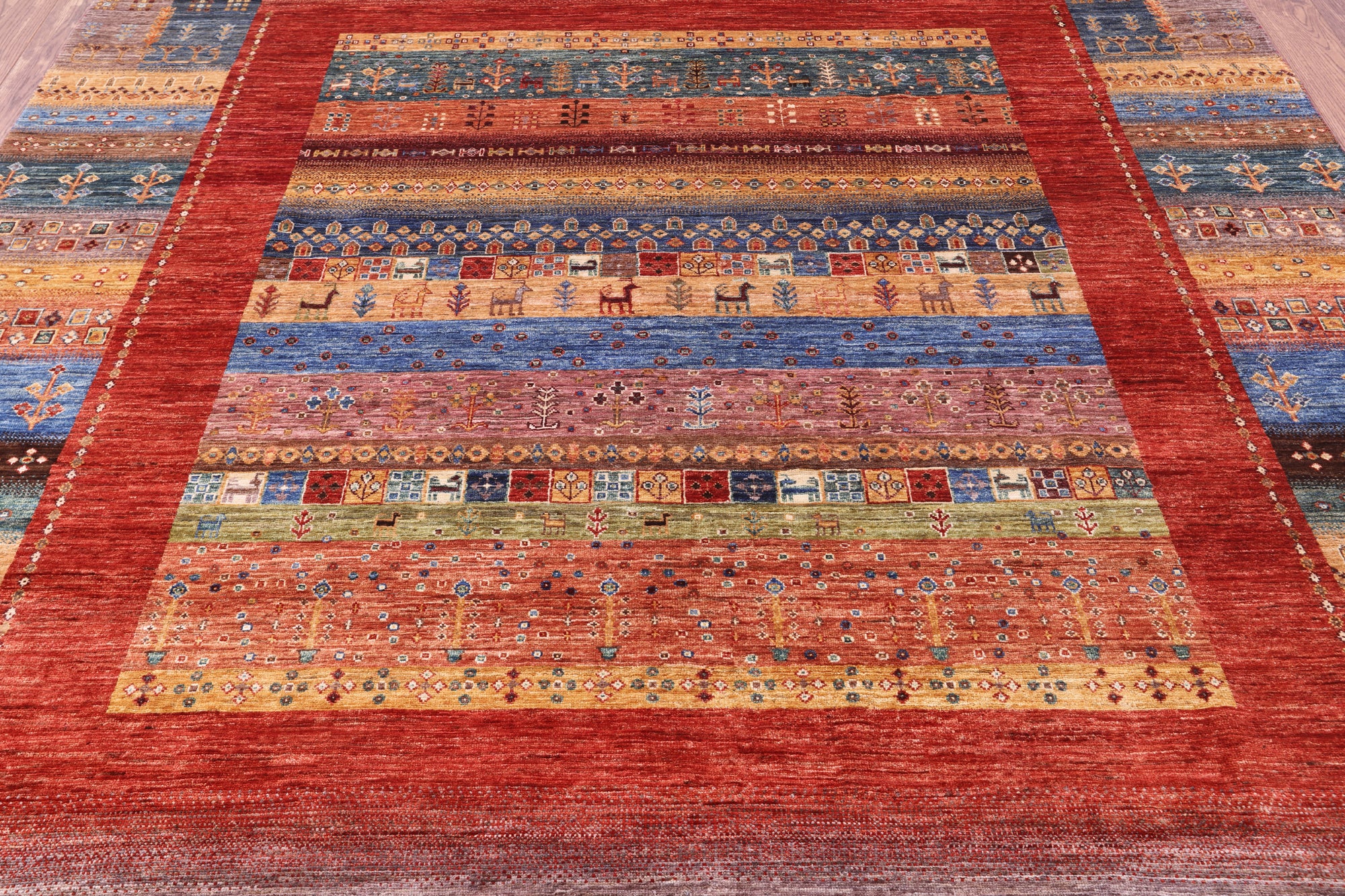 Persian Tribal Gabbeh Hand Knotted Wool Rug - 8' 1" X 10' 2" - Golden Nile