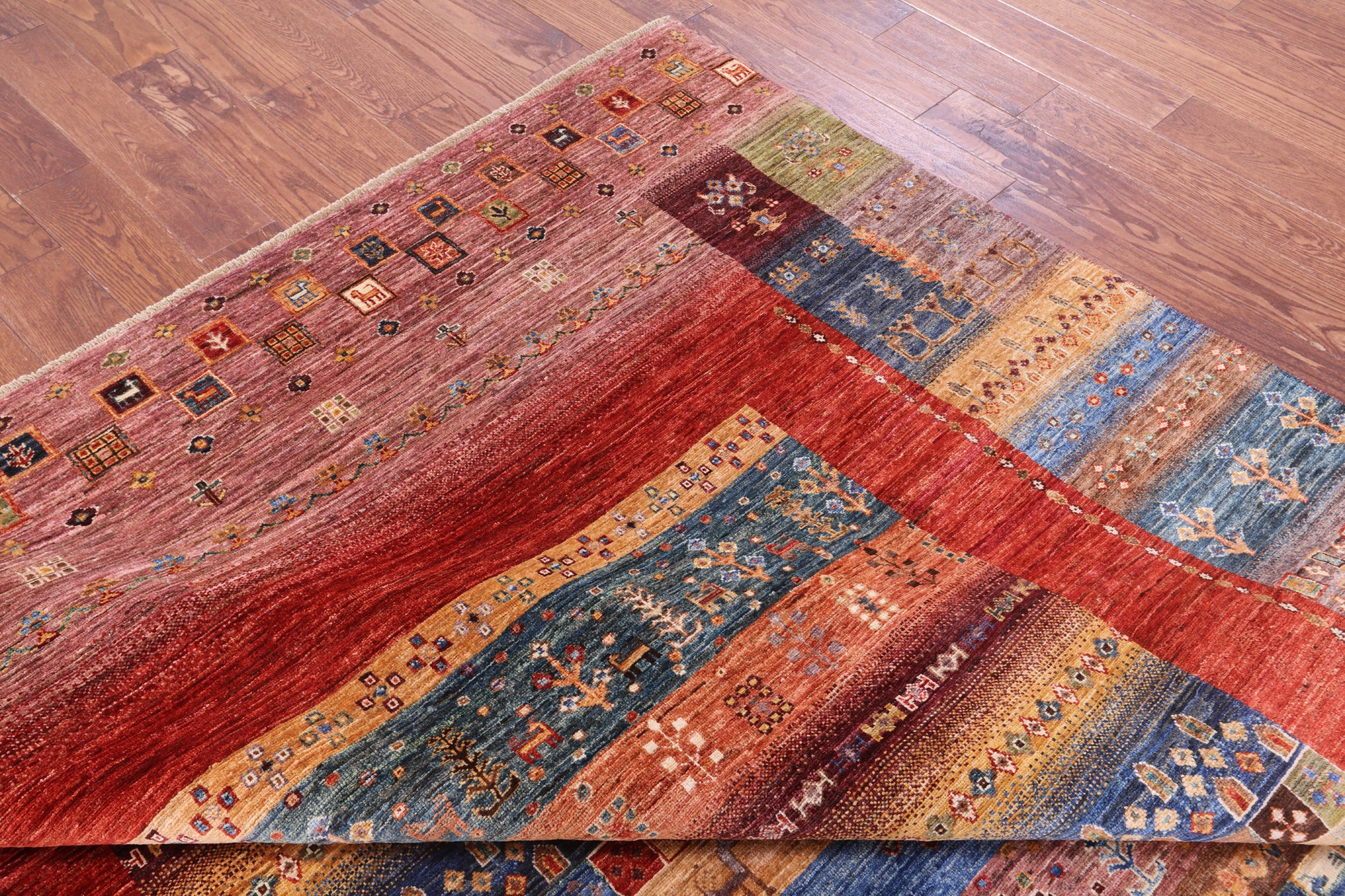 Persian Tribal Gabbeh Hand Knotted Wool Rug - 8' 1" X 10' 2" - Golden Nile