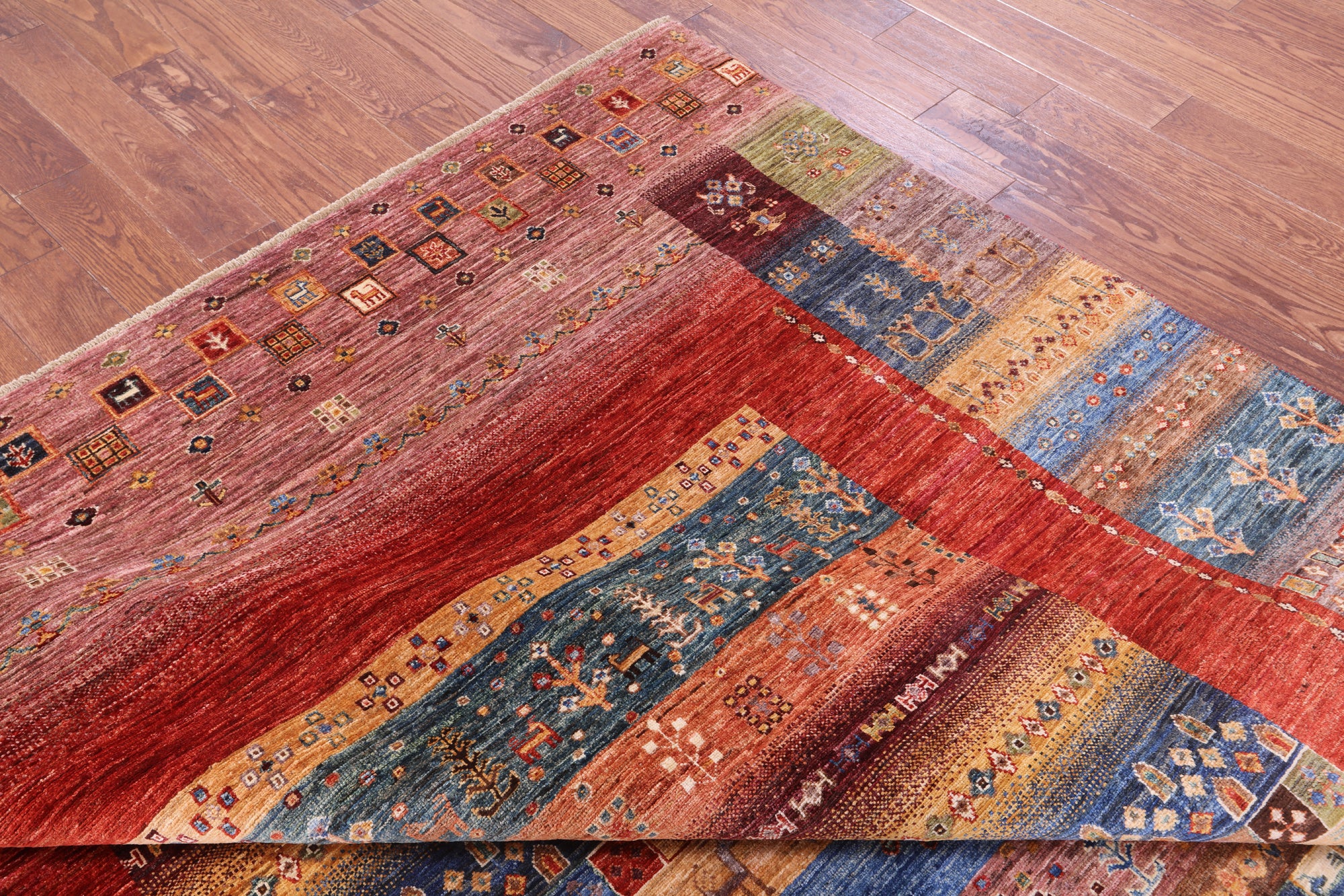 Persian Tribal Gabbeh Hand Knotted Wool Rug - 8' 1" X 10' 2" - Golden Nile