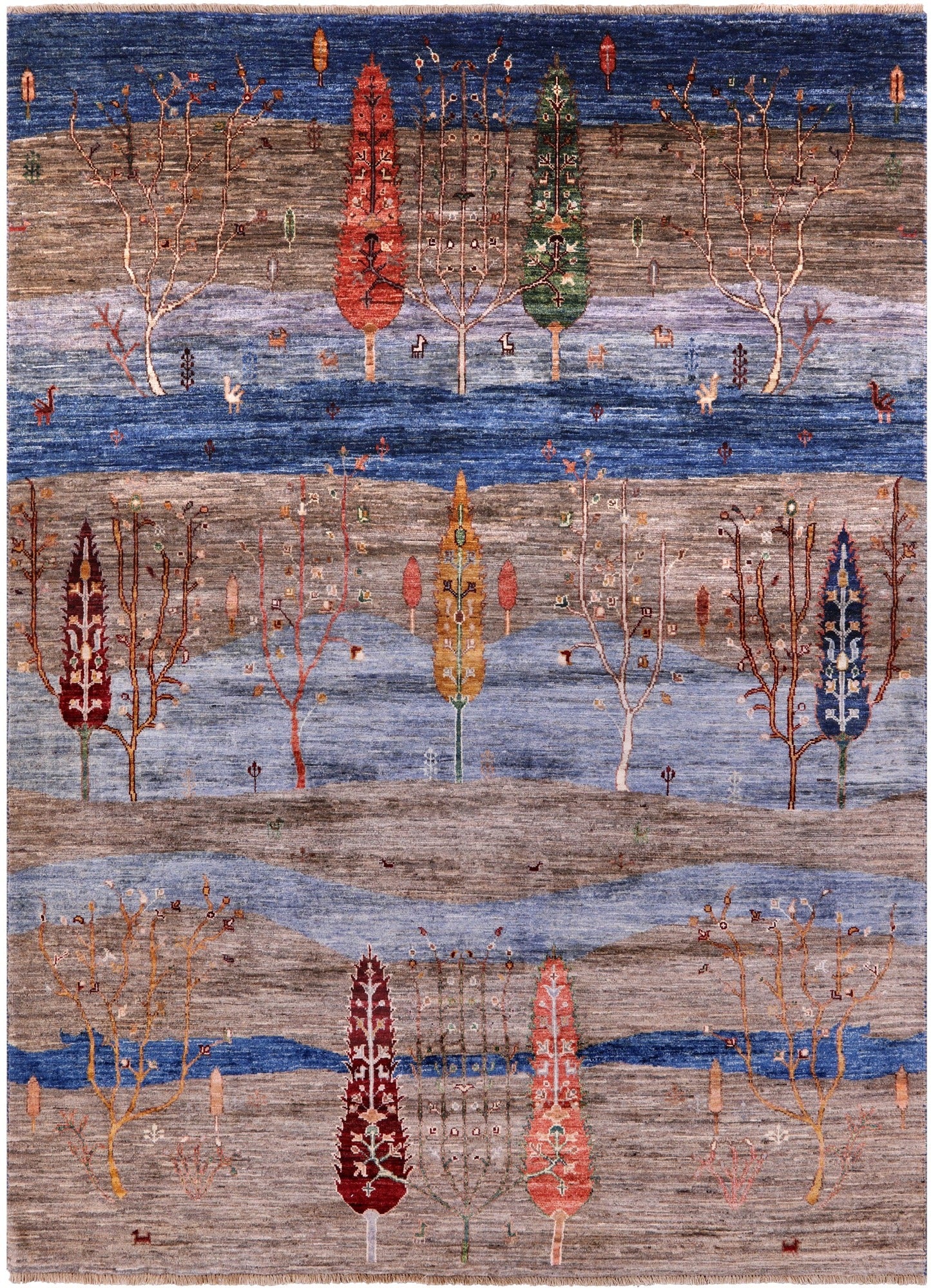 Tribal Persian Gabbeh Hand Knotted Wool Rug - 5' 7" X 7' 9" - Golden Nile