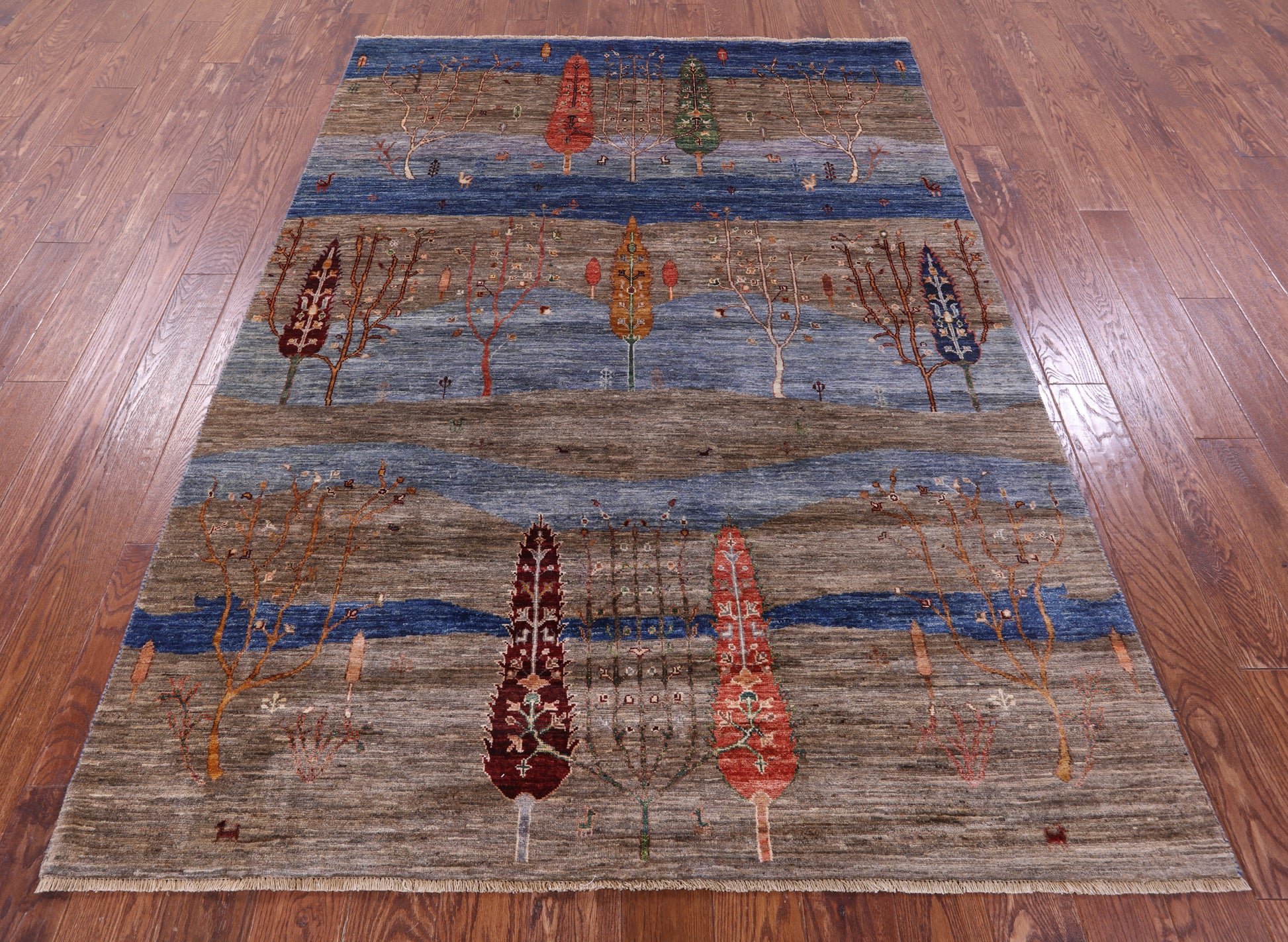 Tribal Persian Gabbeh Hand Knotted Wool Rug - 5' 7" X 7' 9" - Golden Nile