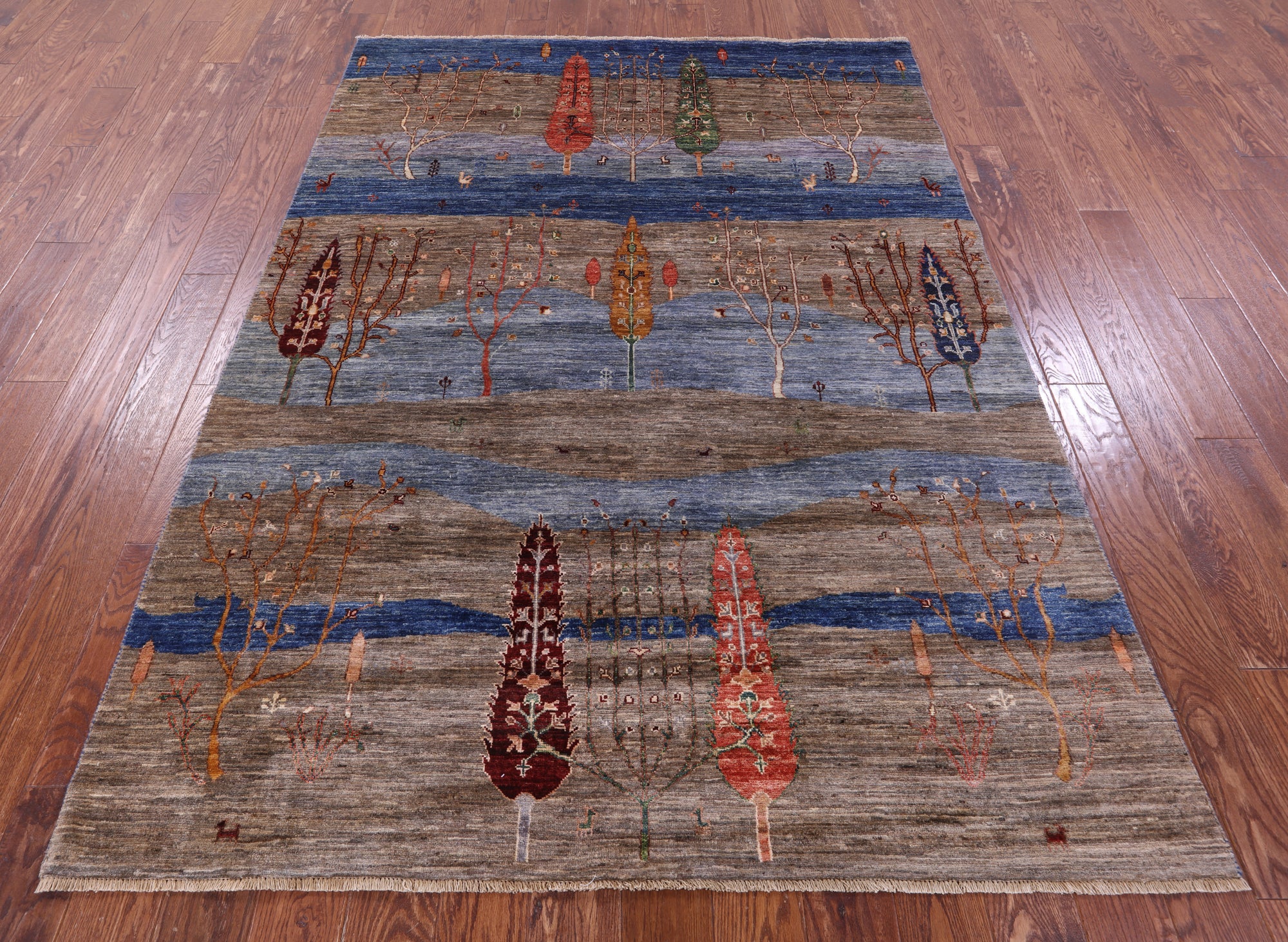 Tribal Persian Gabbeh Hand Knotted Wool Rug - 5' 7" X 7' 9" - Golden Nile