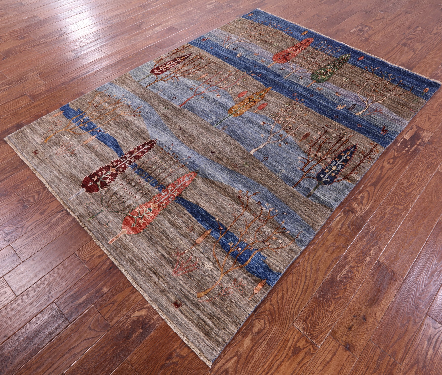 Tribal Persian Gabbeh Hand Knotted Wool Rug - 5' 7" X 7' 9" - Golden Nile