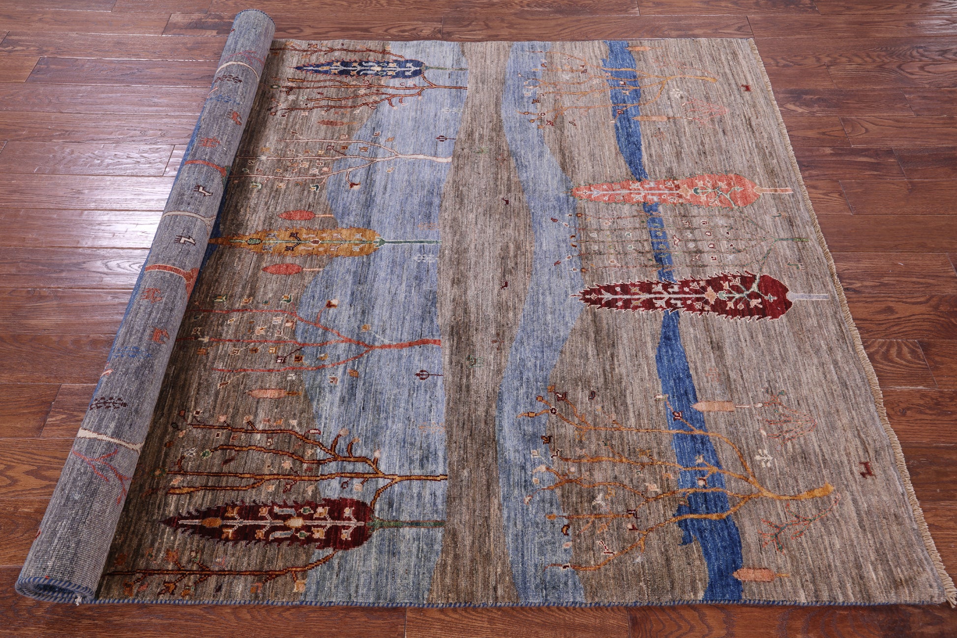 Tribal Persian Gabbeh Hand Knotted Wool Rug - 5' 7" X 7' 9" - Golden Nile
