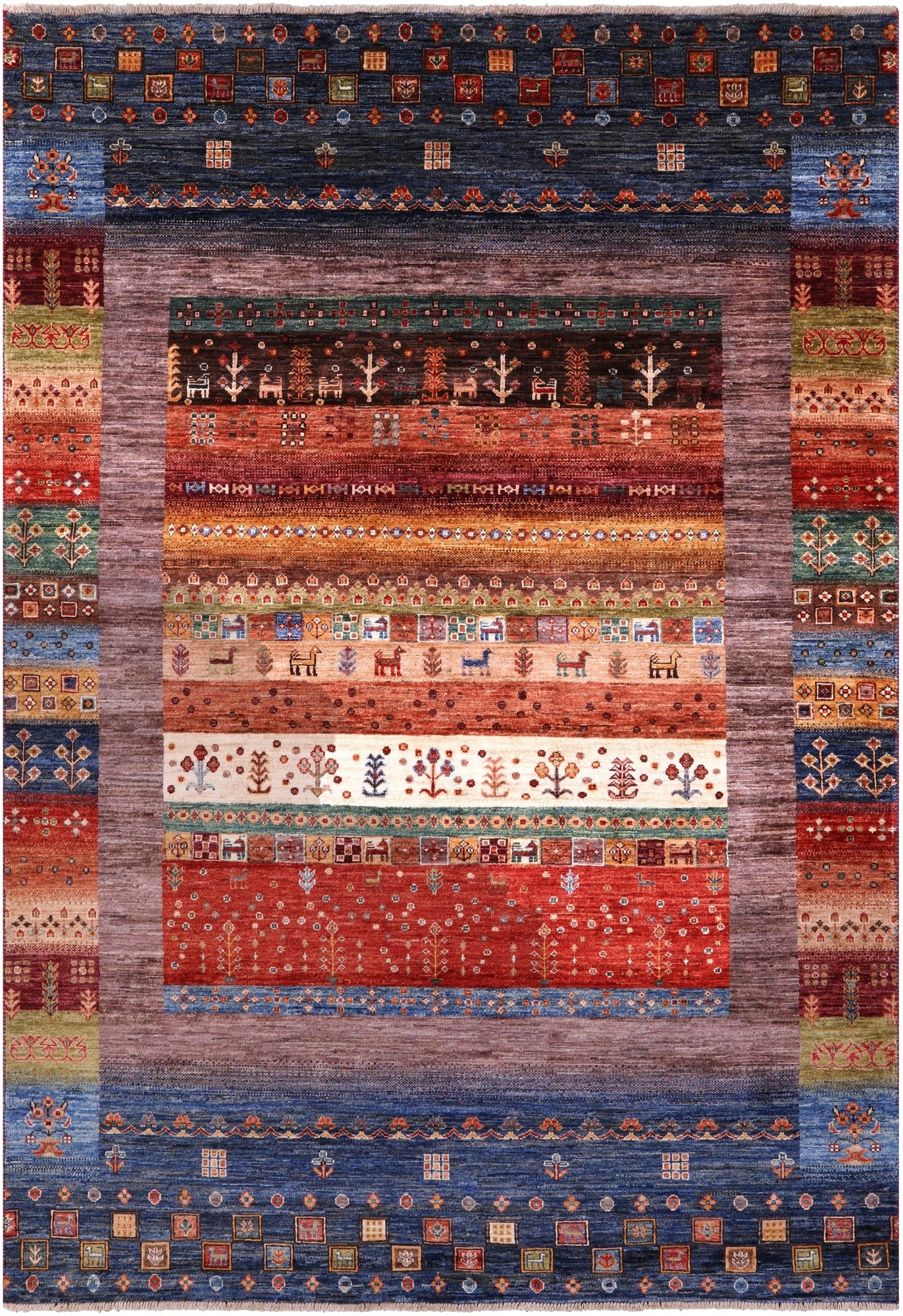 Tribal Persian Gabbeh Hand Knotted Wool Rug - 5' 7" X 8' 0" - Golden Nile
