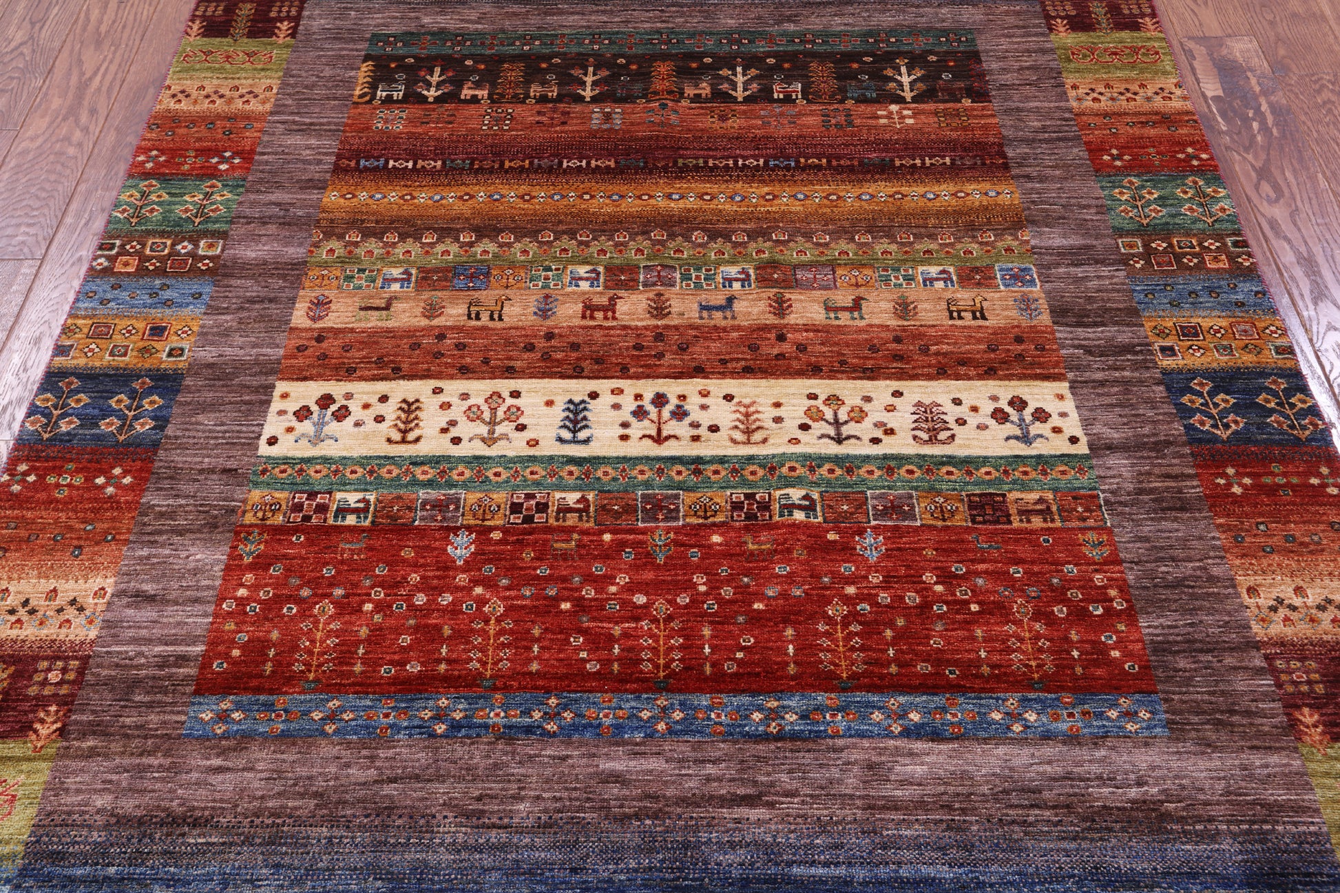 Tribal Persian Gabbeh Hand Knotted Wool Rug - 5' 7" X 8' 0" - Golden Nile