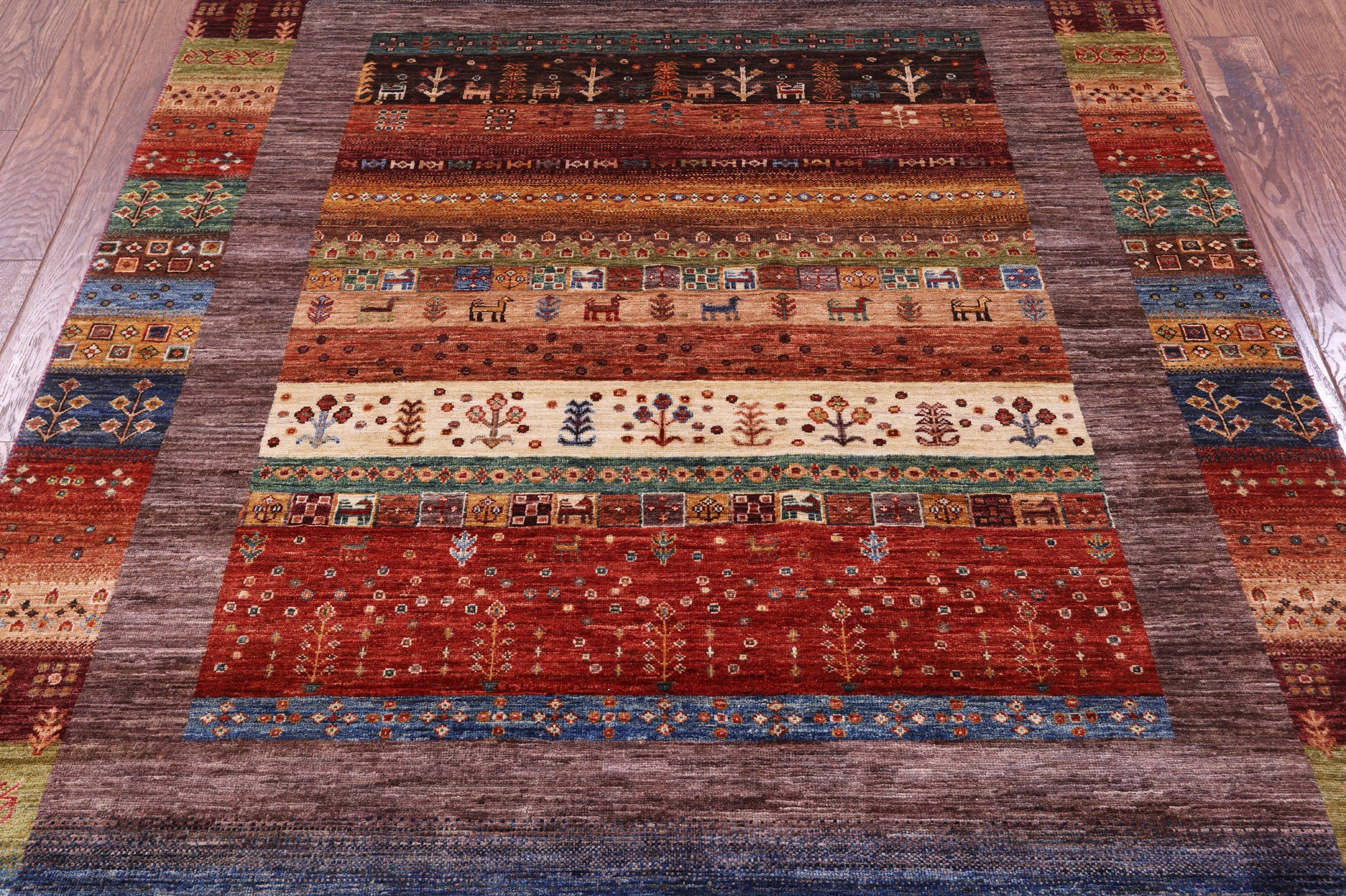 Tribal Persian Gabbeh Hand Knotted Wool Rug - 5' 7" X 8' 0" - Golden Nile