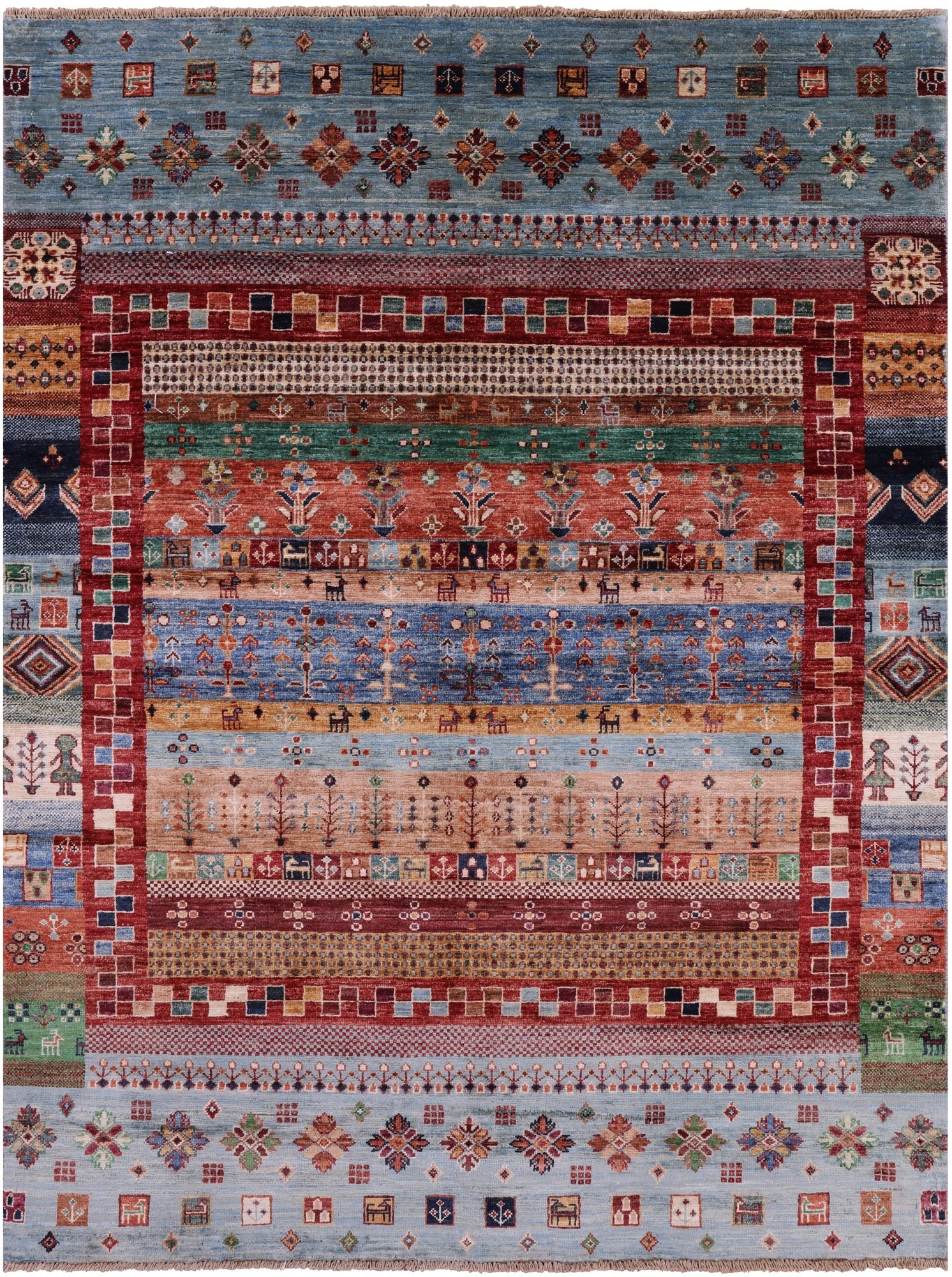Tribal Persian Gabbeh Hand Knotted Wool Rug - 4' 11" X 6' 6" - Golden Nile