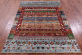 Tribal Persian Gabbeh Hand Knotted Wool Rug - 4' 11" X 6' 6" - Golden Nile