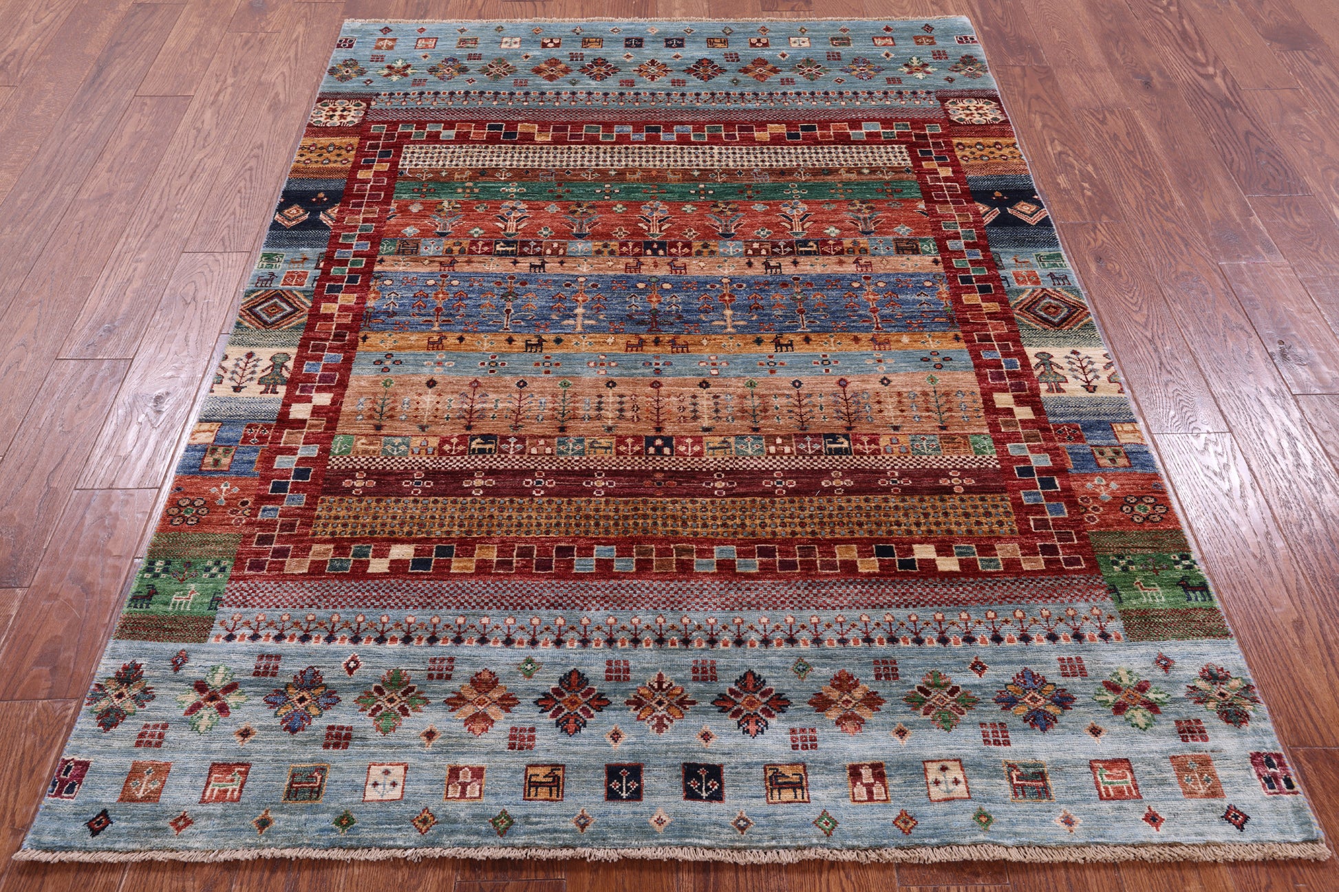 Tribal Persian Gabbeh Hand Knotted Wool Rug - 4' 11" X 6' 6" - Golden Nile