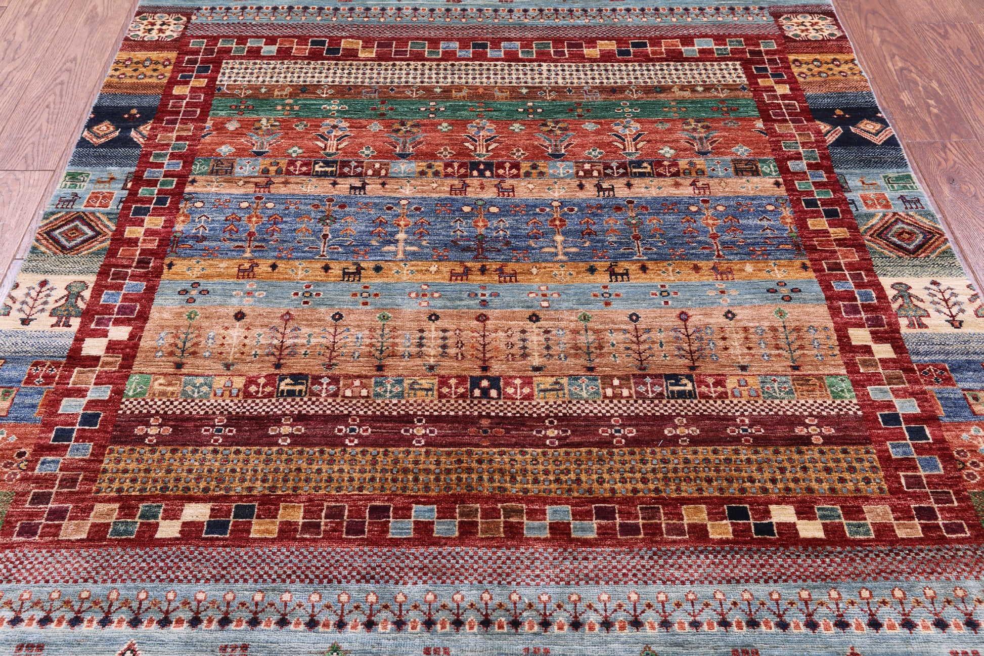 Tribal Persian Gabbeh Hand Knotted Wool Rug - 4' 11" X 6' 6" - Golden Nile