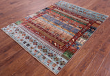 Tribal Persian Gabbeh Hand Knotted Wool Rug - 4' 11" X 6' 6" - Golden Nile