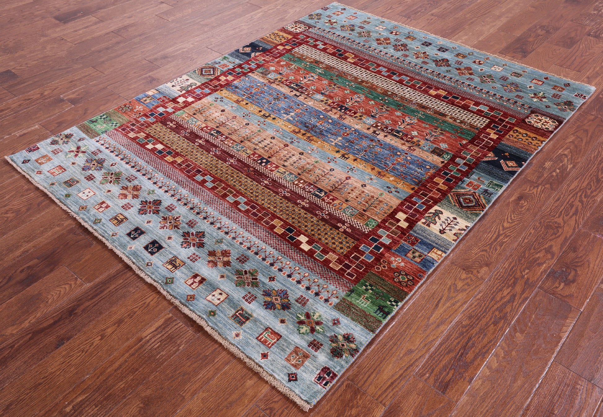 Tribal Persian Gabbeh Hand Knotted Wool Rug - 4' 11" X 6' 6" - Golden Nile