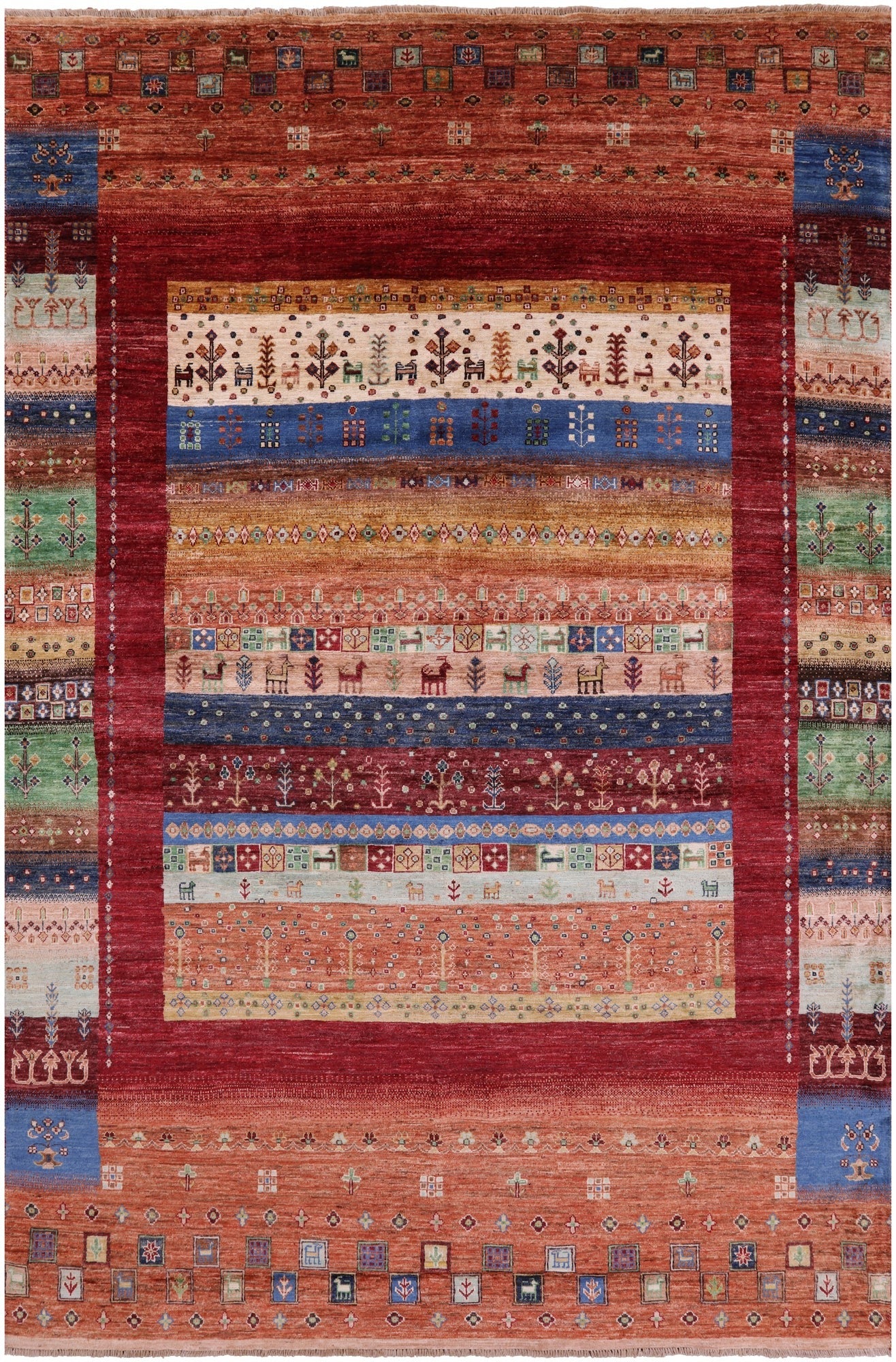 Tribal Persian Gabbeh Hand Knotted Wool Rug - 6' 7" X 9' 10" - Golden Nile