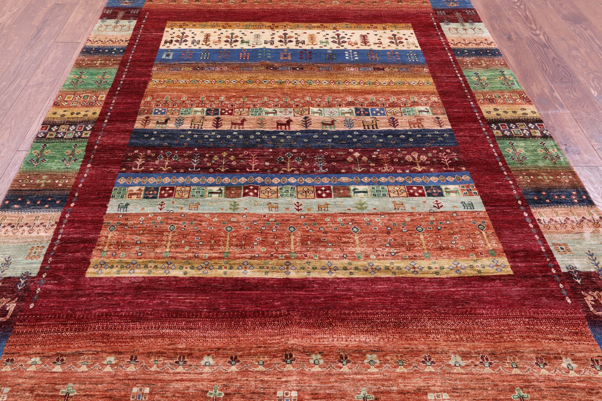 Tribal Persian Gabbeh Hand Knotted Wool Rug - 6' 7" X 9' 10" - Golden Nile