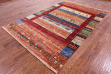 Tribal Persian Gabbeh Hand Knotted Wool Rug - 6' 7" X 9' 10" - Golden Nile