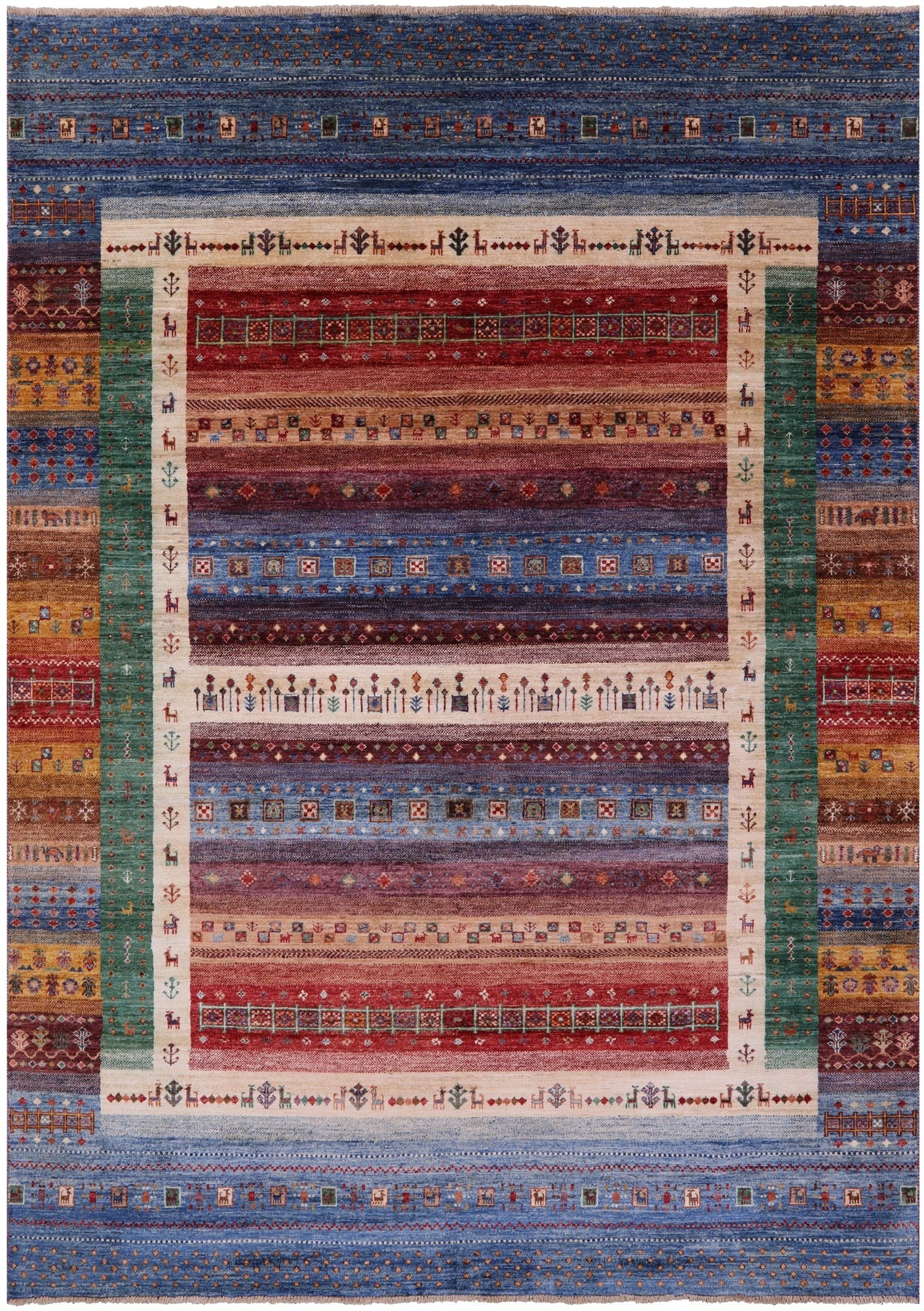 Persian Gabbeh Tribal Hand Knotted Wool Rug - 6' 11" X 9' 10" - Golden Nile