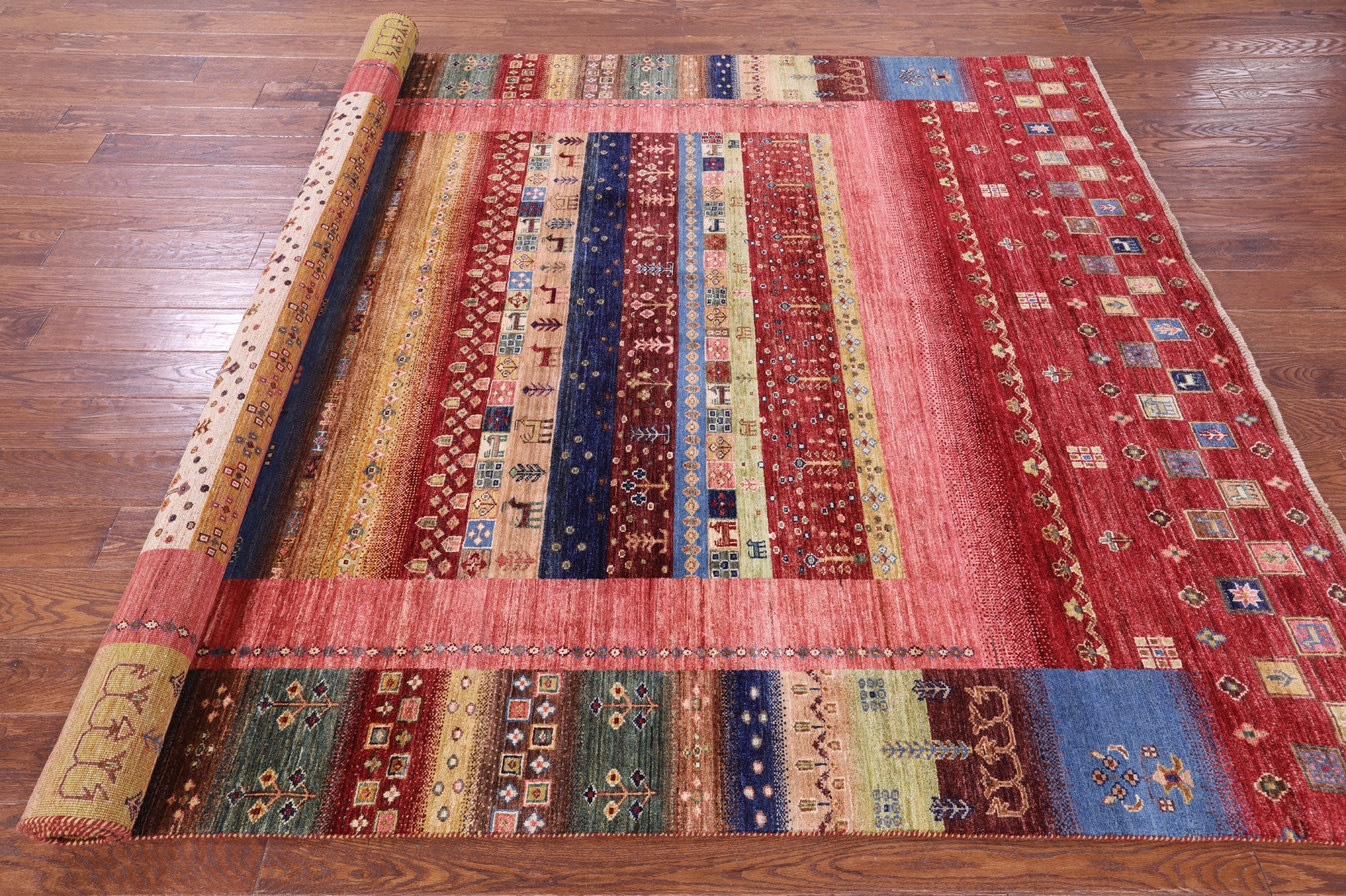 Tribal Persian Gabbeh Handmade Wool Rug - 6' 11" X 9' 11" - Golden Nile