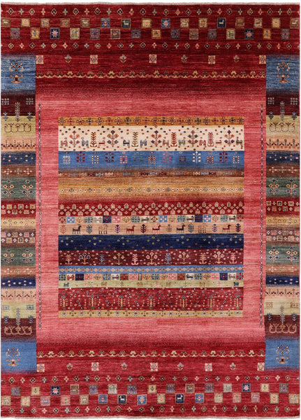 Tribal Persian Gabbeh Handmade Wool Rug - 6' 11" X 9' 11" - Golden Nile