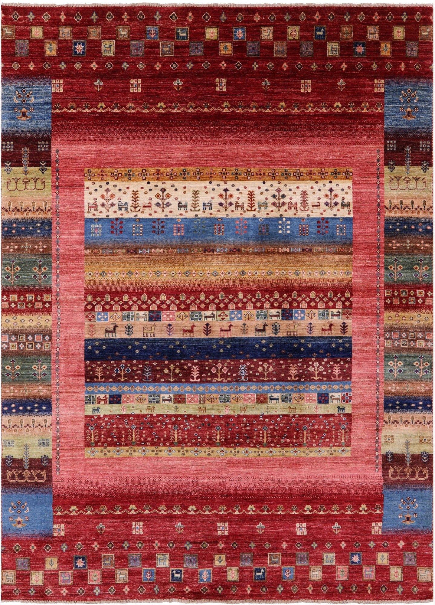 Tribal Persian Gabbeh Handmade Wool Rug - 6' 11" X 9' 11" - Golden Nile