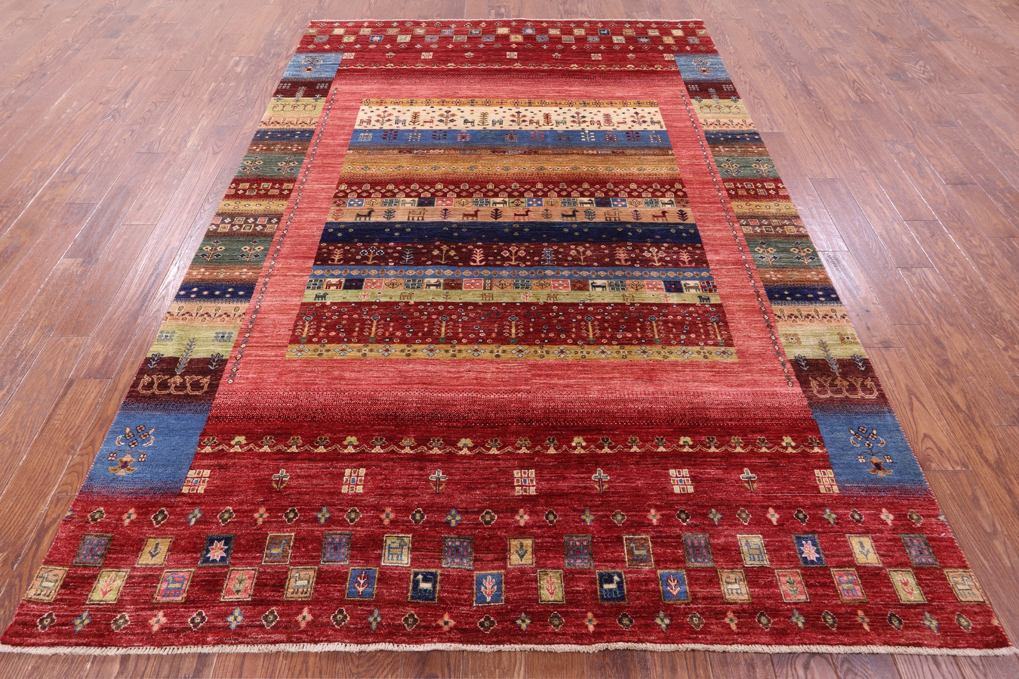 Tribal Persian Gabbeh Handmade Wool Rug - 6' 11" X 9' 11" - Golden Nile