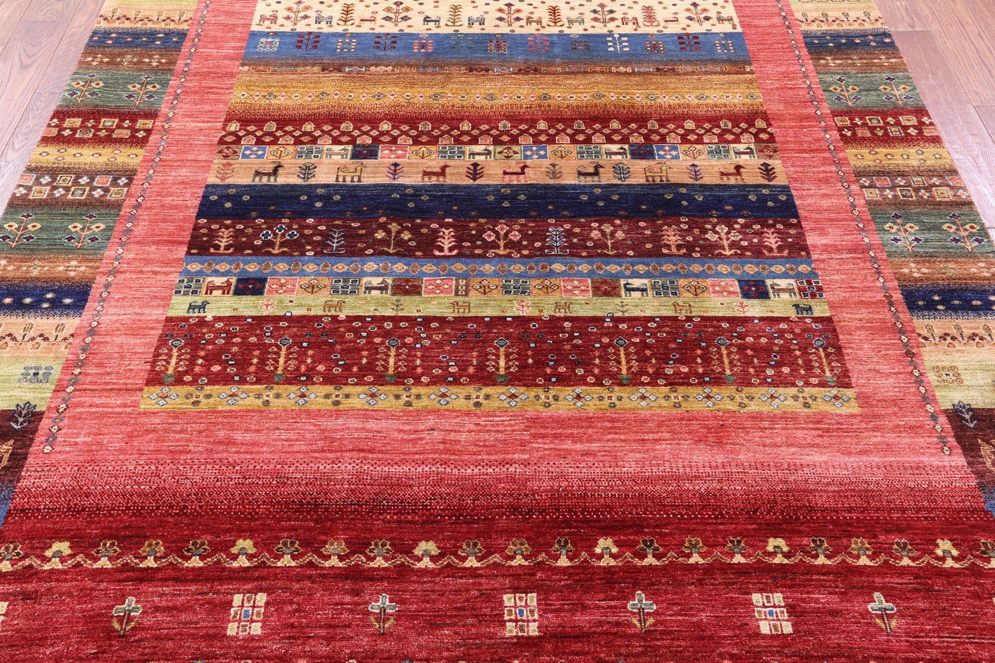 Tribal Persian Gabbeh Handmade Wool Rug - 6' 11" X 9' 11" - Golden Nile