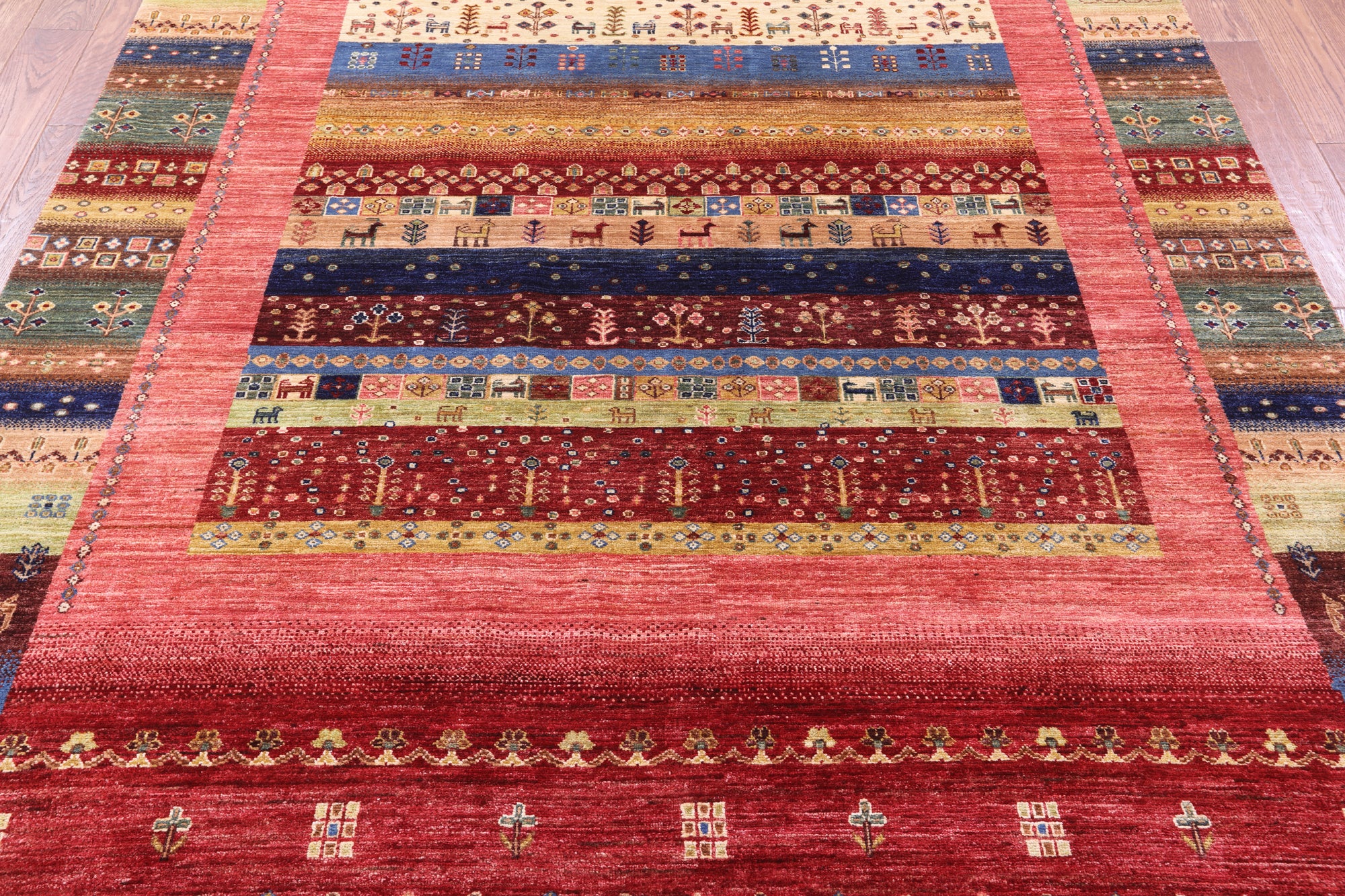 Tribal Persian Gabbeh Handmade Wool Rug - 6' 11" X 9' 11" - Golden Nile