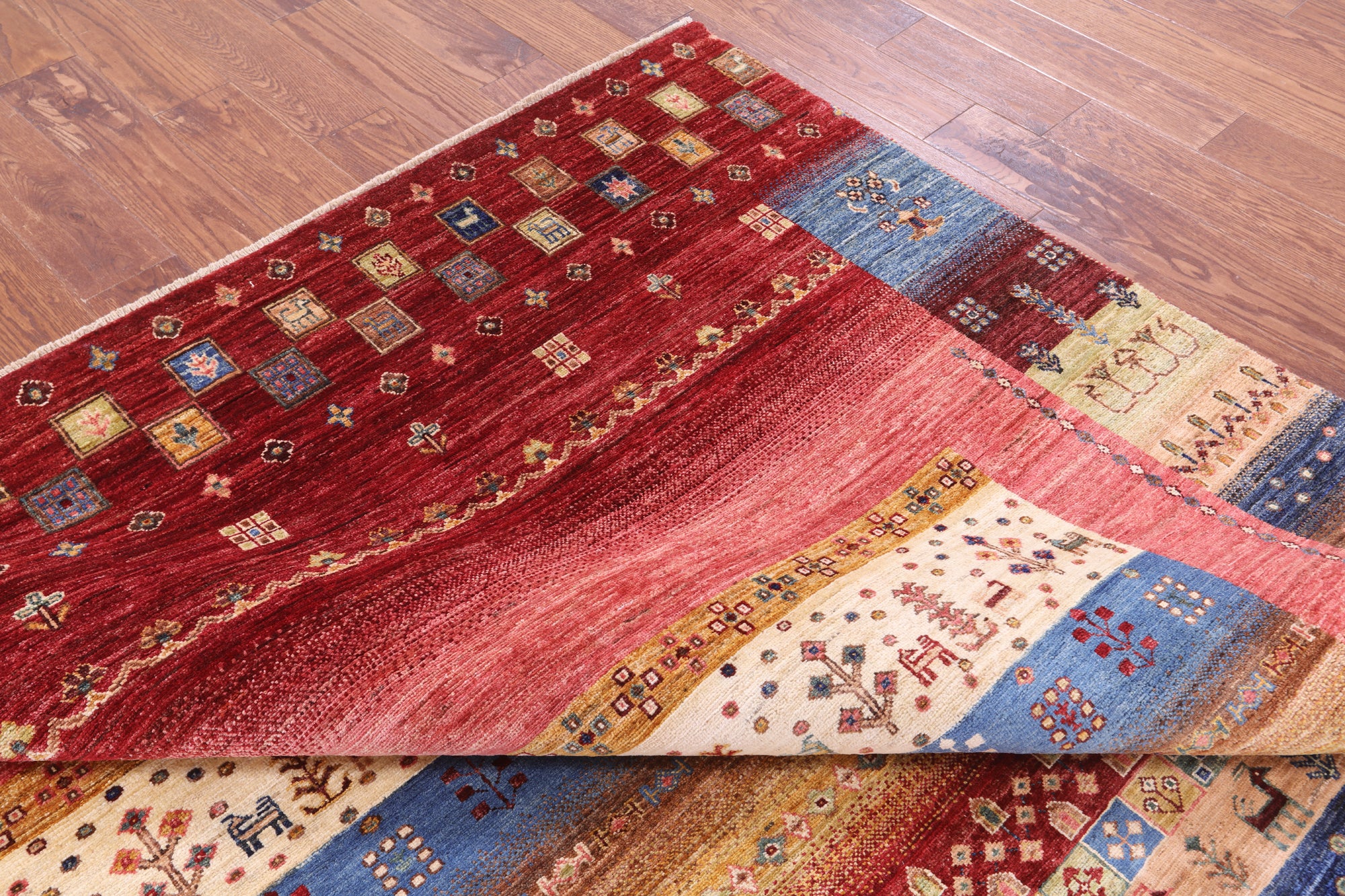 Tribal Persian Gabbeh Handmade Wool Rug - 6' 11" X 9' 11" - Golden Nile
