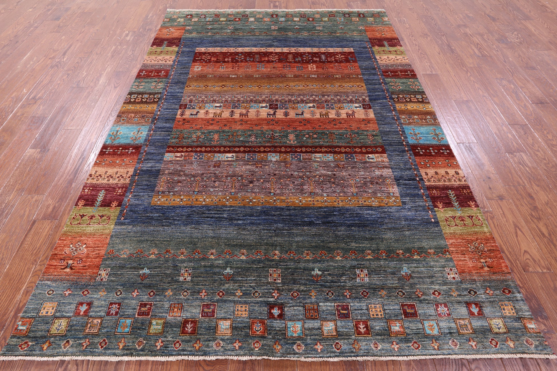 Tribal Persian Gabbeh Hand Knotted Wool Rug - 6' 10" X 9' 8" - Golden Nile