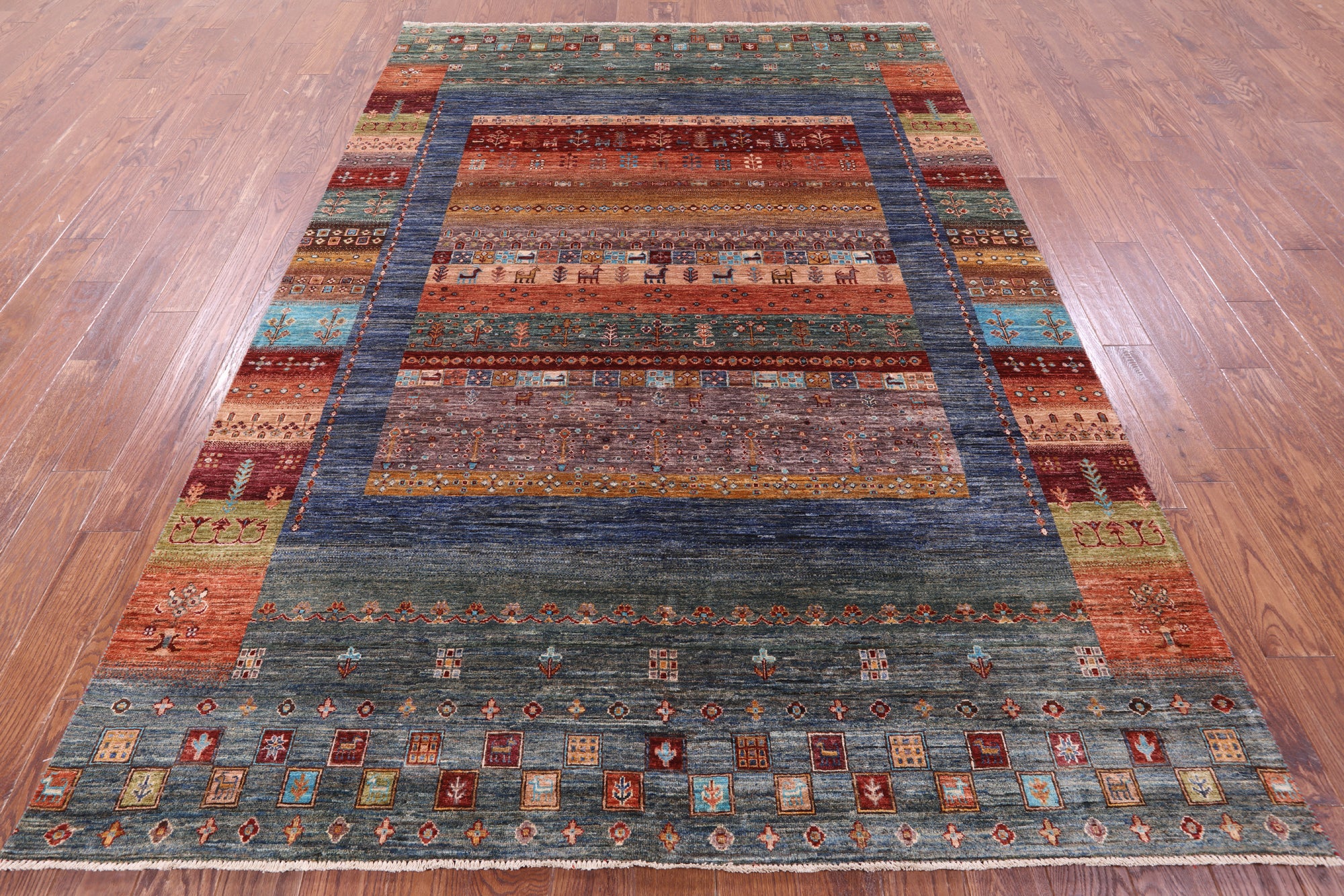 Tribal Persian Gabbeh Hand Knotted Wool Rug - 6' 10" X 9' 8" - Golden Nile