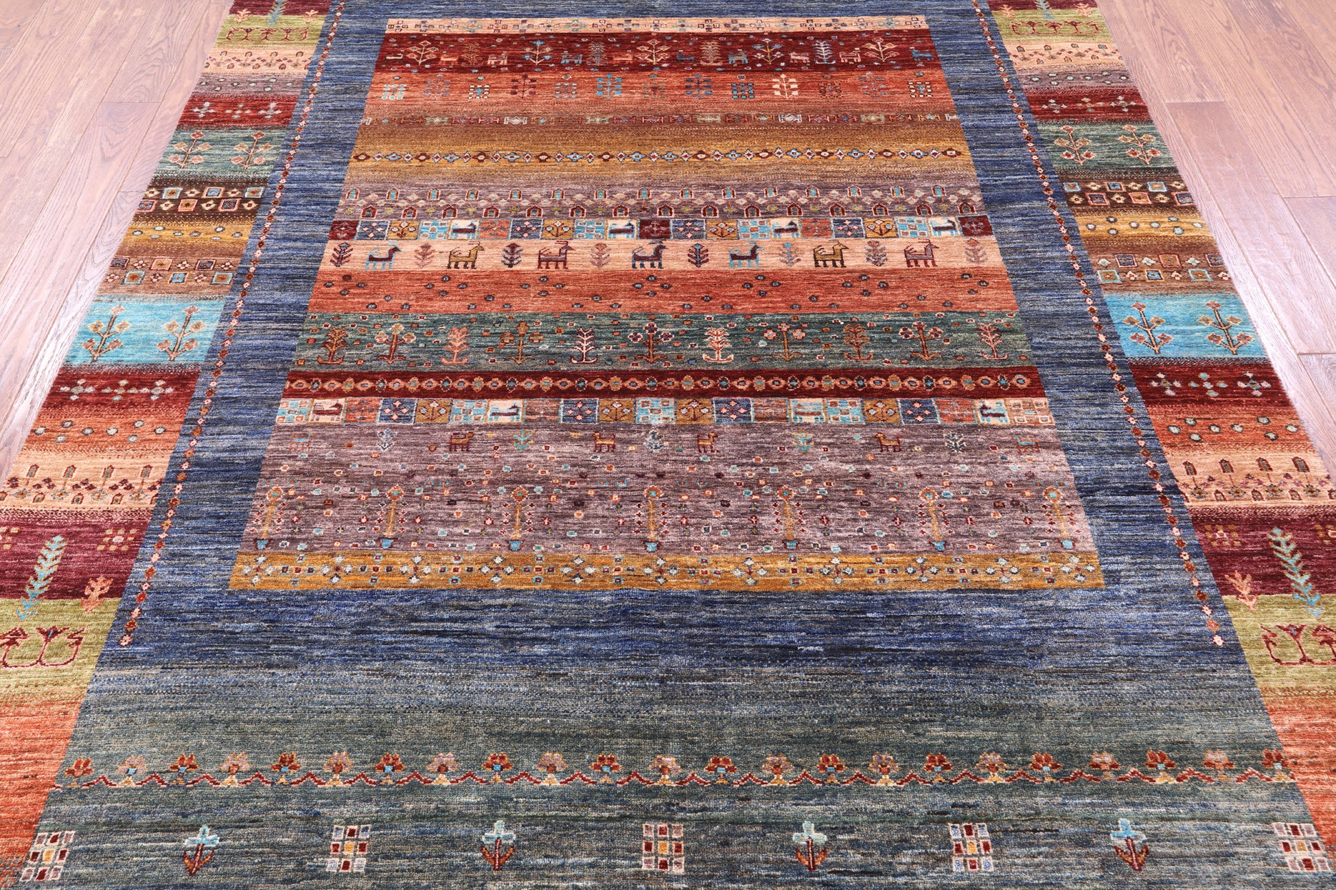 Tribal Persian Gabbeh Hand Knotted Wool Rug - 6' 10" X 9' 8" - Golden Nile