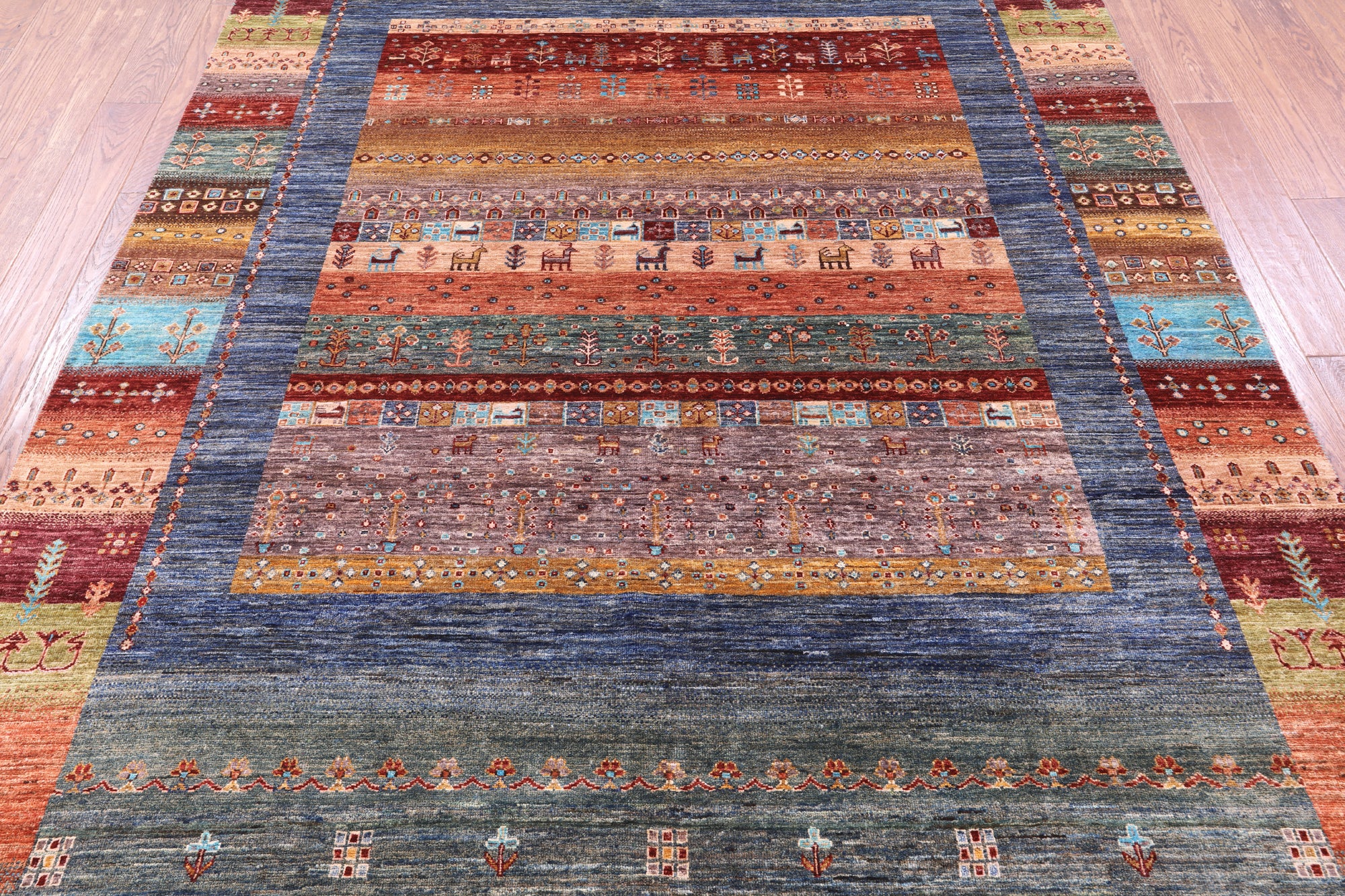 Tribal Persian Gabbeh Hand Knotted Wool Rug - 6' 10" X 9' 8" - Golden Nile