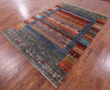 Tribal Persian Gabbeh Hand Knotted Wool Rug - 6' 10" X 9' 8" - Golden Nile