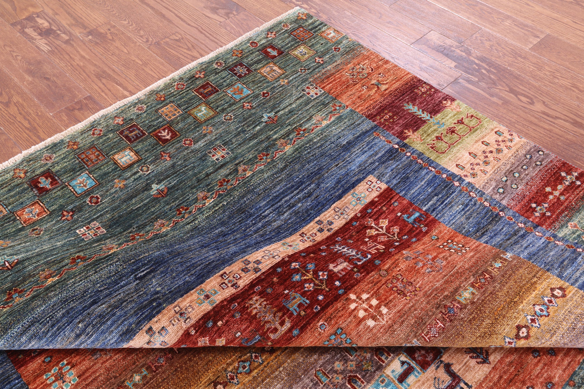 Tribal Persian Gabbeh Hand Knotted Wool Rug - 6' 10" X 9' 8" - Golden Nile