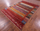 Persian Gabbeh Tribal Hand Knotted Wool Rug - 7' 0" X 9' 8" - Golden Nile