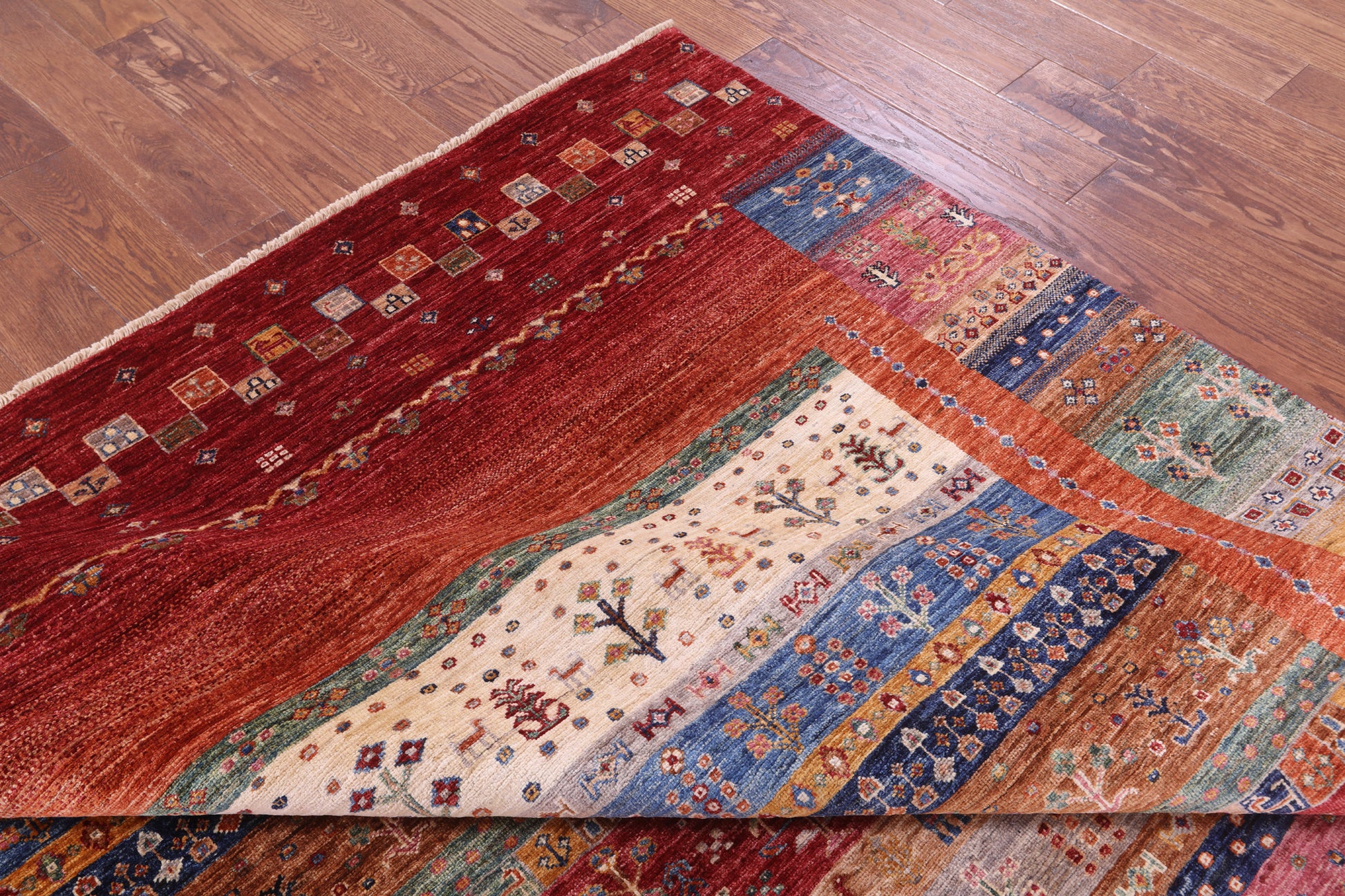 Persian Gabbeh Tribal Hand Knotted Wool Rug - 7' 0" X 9' 8" - Golden Nile