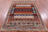 Persian Gabbeh Tribal Hand Knotted Wool Rug - 5' 2" X 6' 9" - Golden Nile