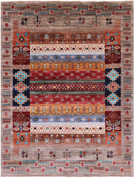 Persian Gabbeh Tribal Hand Knotted Wool Rug - 5' 2" X 6' 9" - Golden Nile