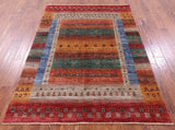 Persian Gabbeh Tribal Hand Knotted Wool Rug - 5' 1" X 6' 9" - Golden Nile