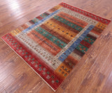 Persian Gabbeh Tribal Hand Knotted Wool Rug - 5' 1" X 6' 9" - Golden Nile