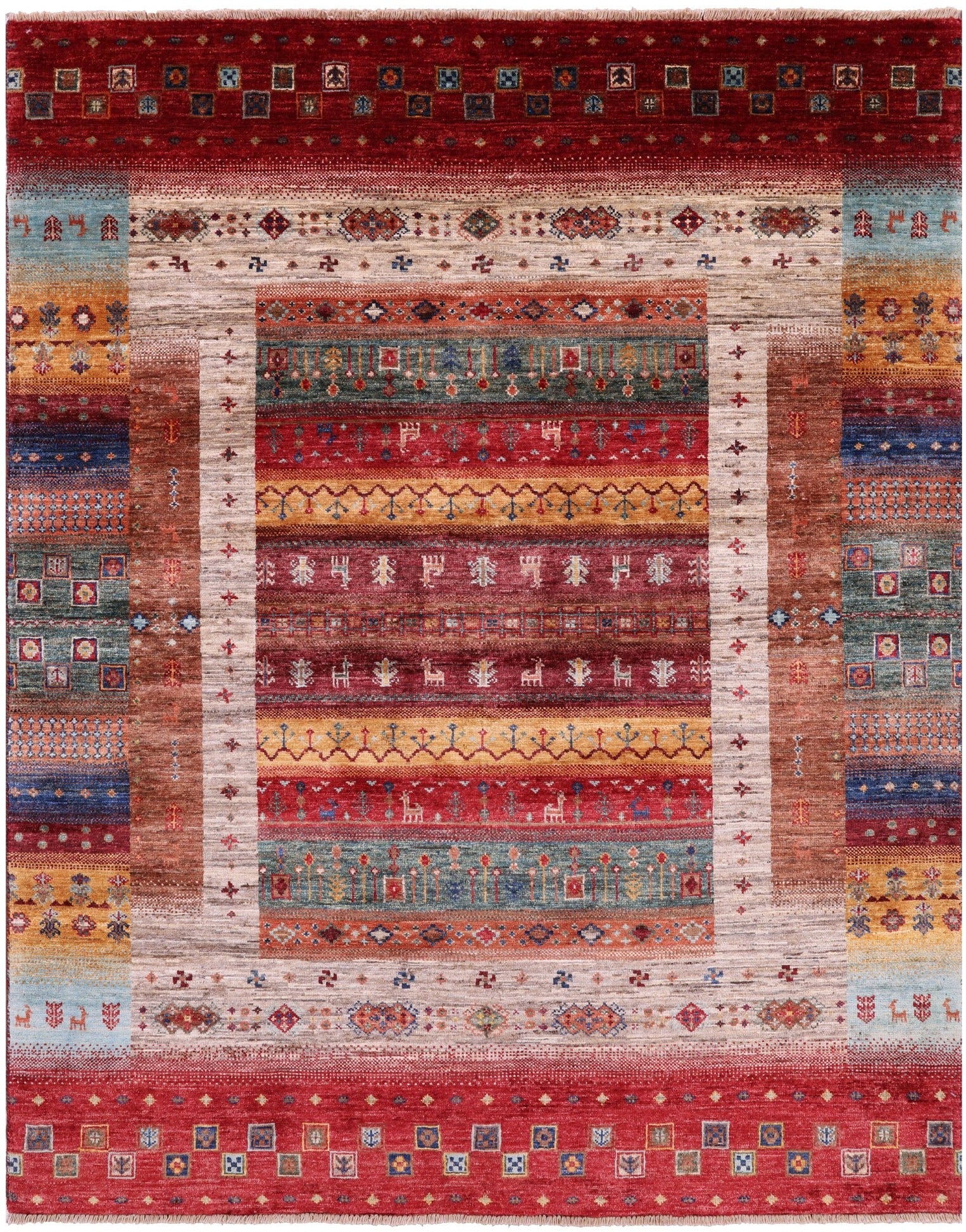 Persian Gabbeh Tribal Hand Knotted Wool Rug - 5' 1" X 6' 5" - Golden Nile