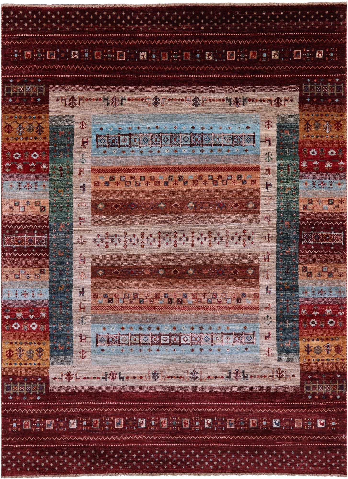 Tribal Persian Gabbeh Hand Knotted Wool Rug - 5' 9" X 7' 11" - Golden Nile