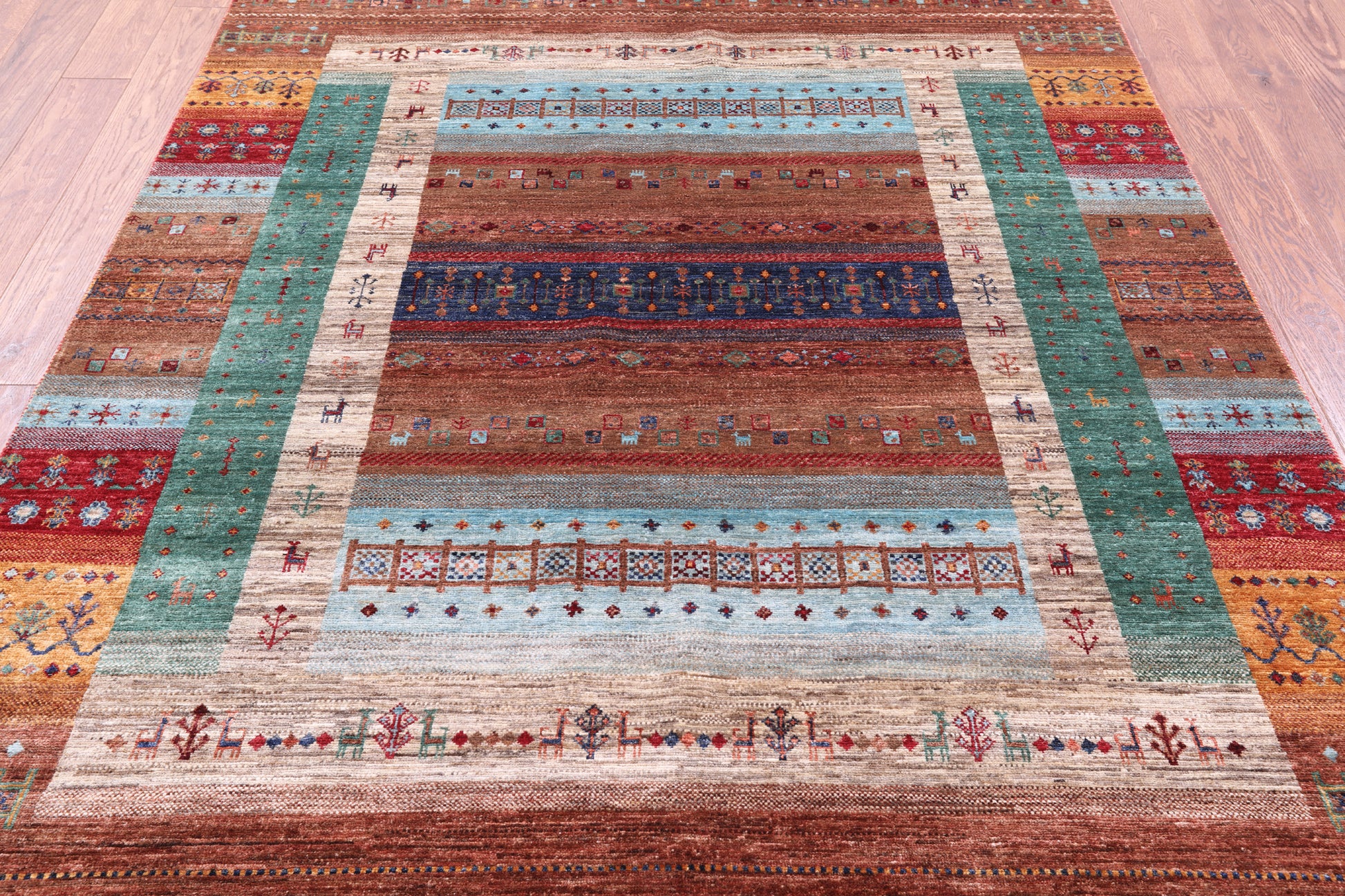 Tribal Persian Gabbeh Hand Knotted Wool Rug - 5' 10" X 8' 0" - Golden Nile